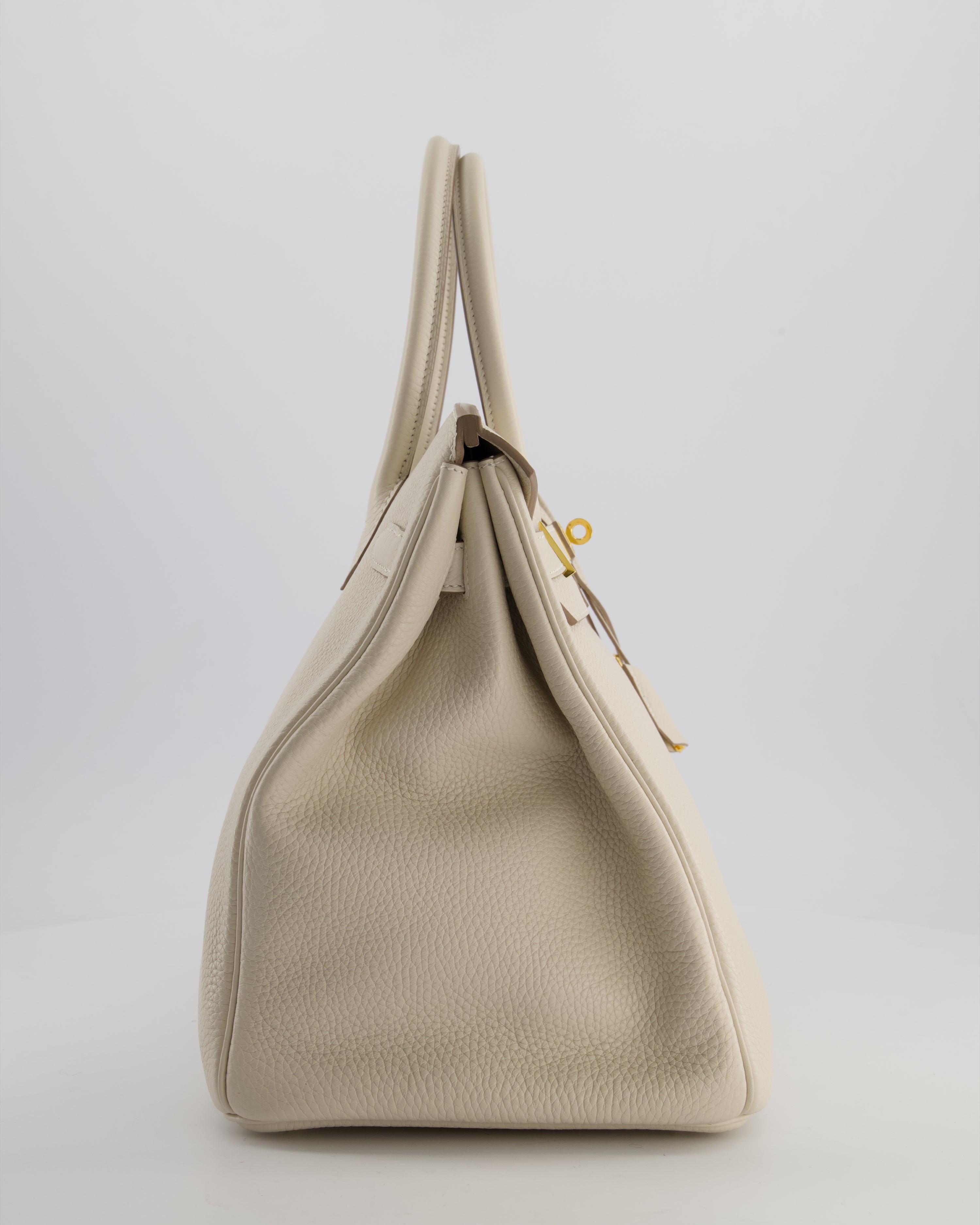 Hermès Birkin 35 Retourne Bag in Craie Togo Leather with Gold Hardware