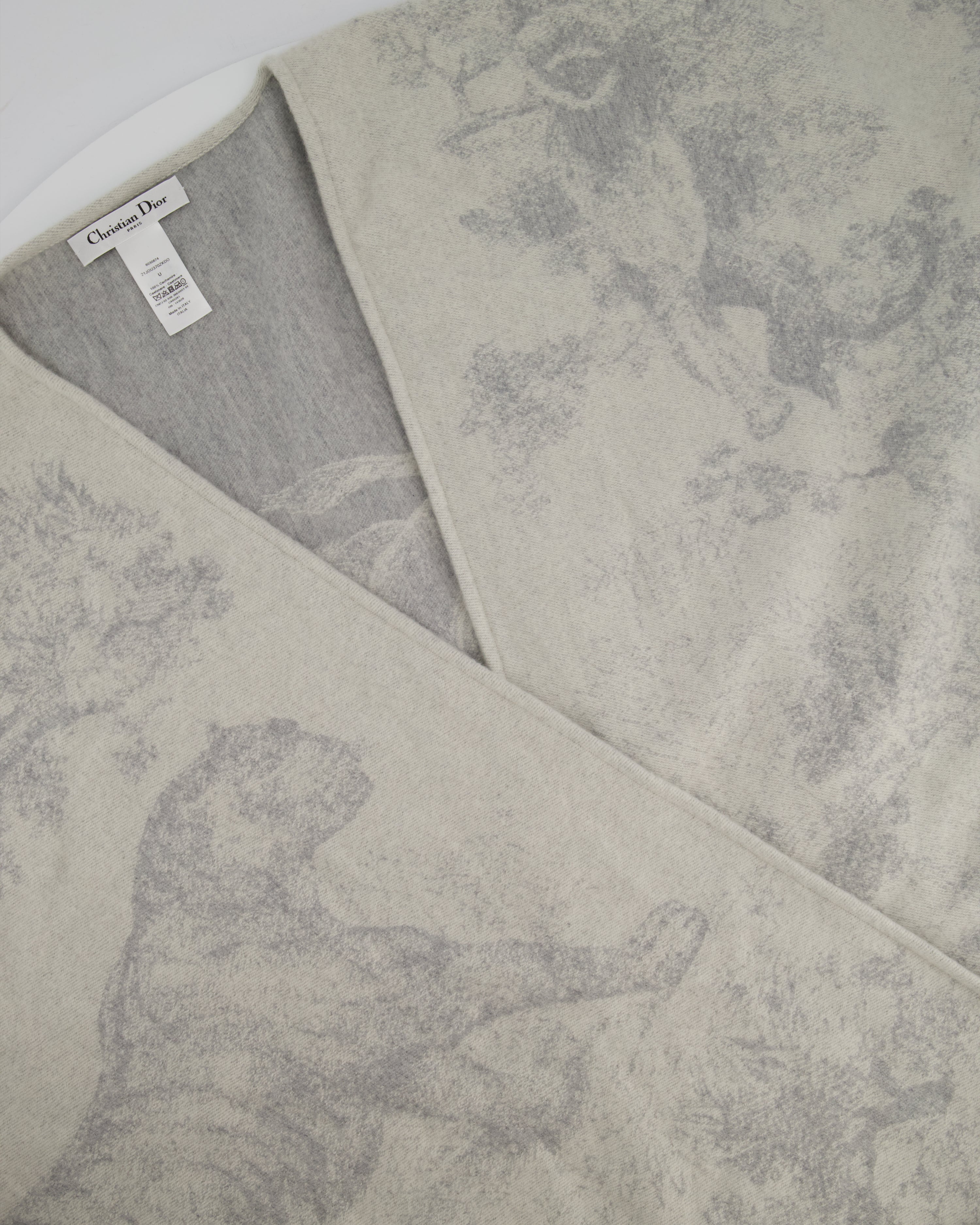 Christian Dior White &  Grey Toile de Jouy Cape One Size