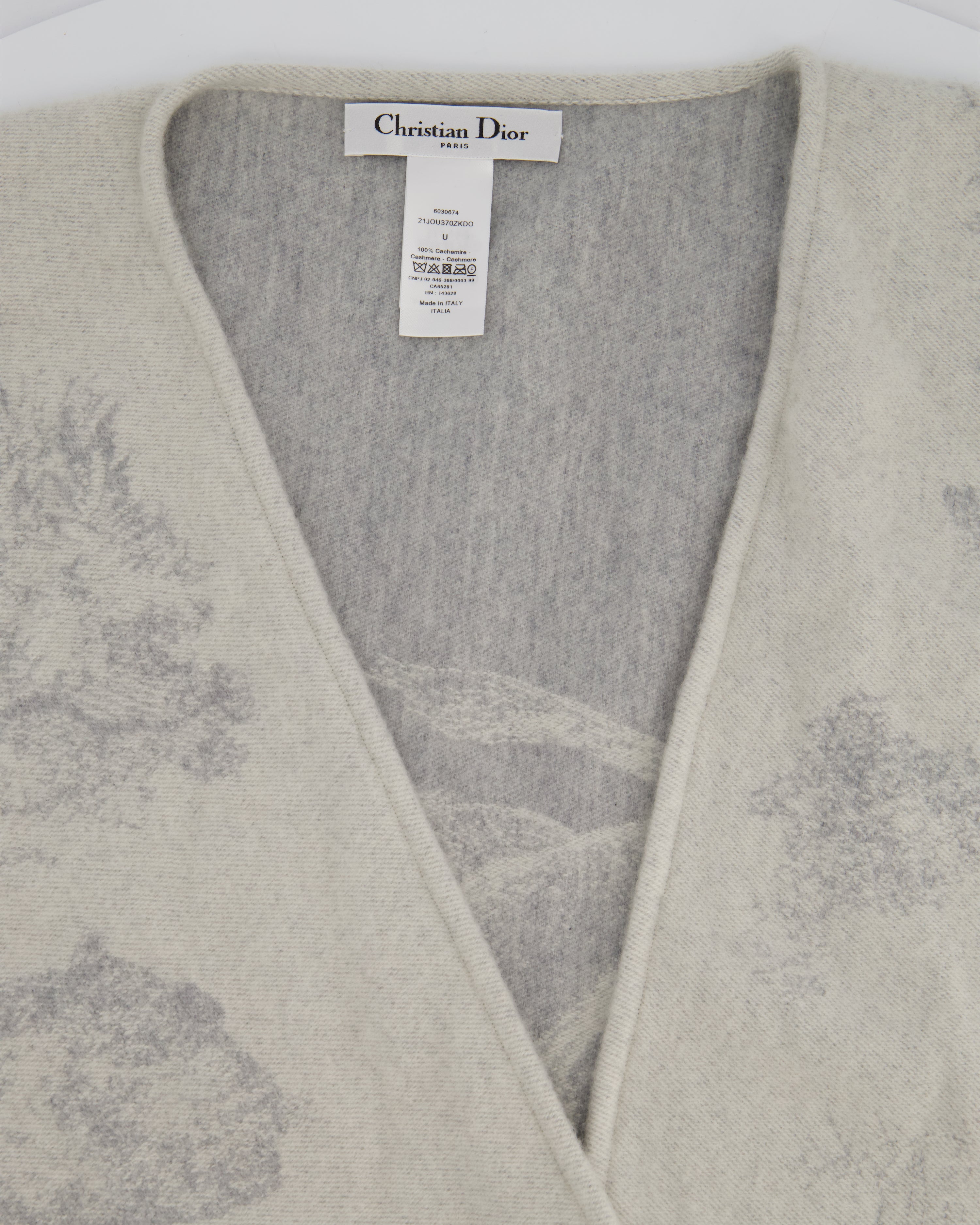 Christian Dior White &  Grey Toile de Jouy Cape One Size