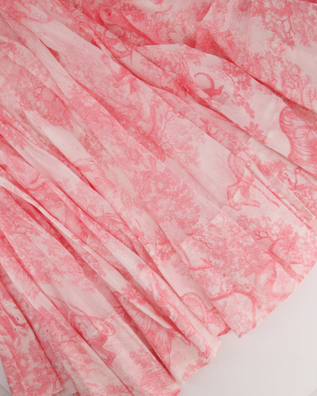 Christian Dior Light Pink, White Toile de Jouy Sauvage Cotton Printed Midi Dress Size FR 38 (UK 10)