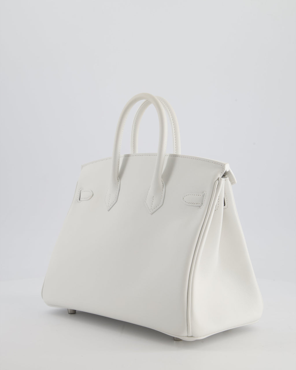Hermès Birkin 25 Retourne Bag in New White Swift Leather with Palladium Hardware
