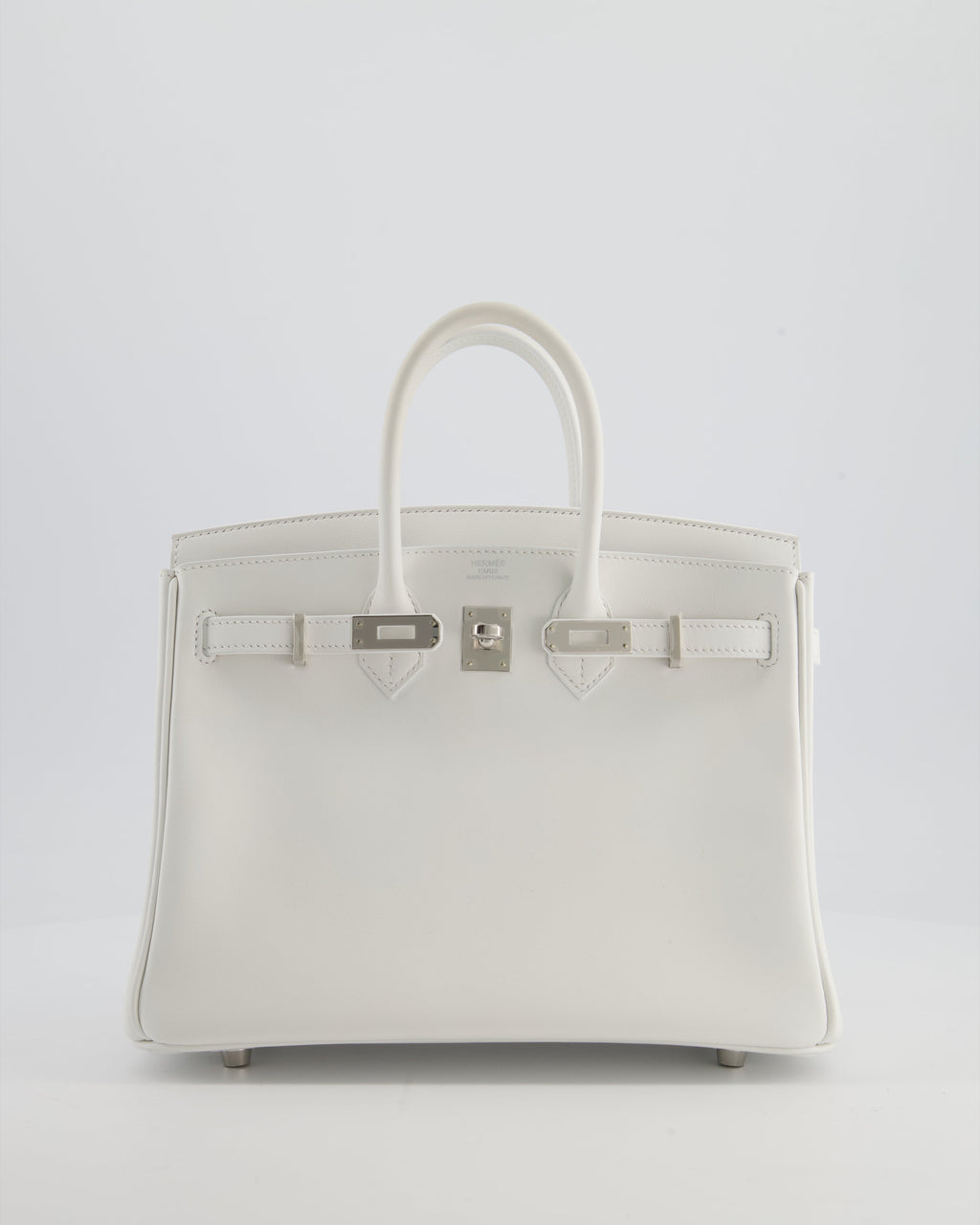 Hermès Birkin 25 Retourne Bag in New White Swift Leather with Palladium Hardware