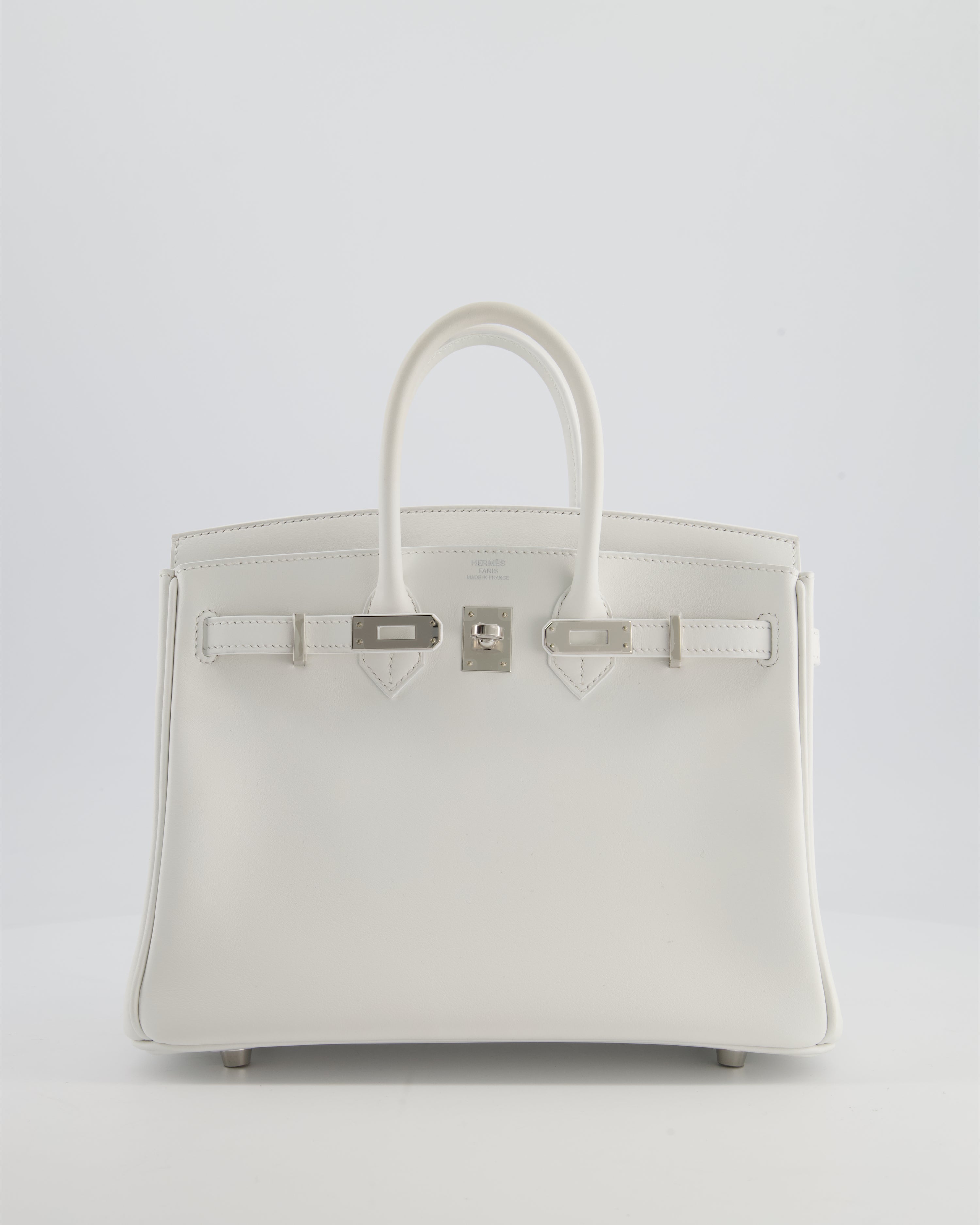 Hermès Birkin 25 Retourne Bag in New White Swift Leather with Palladium Hardware