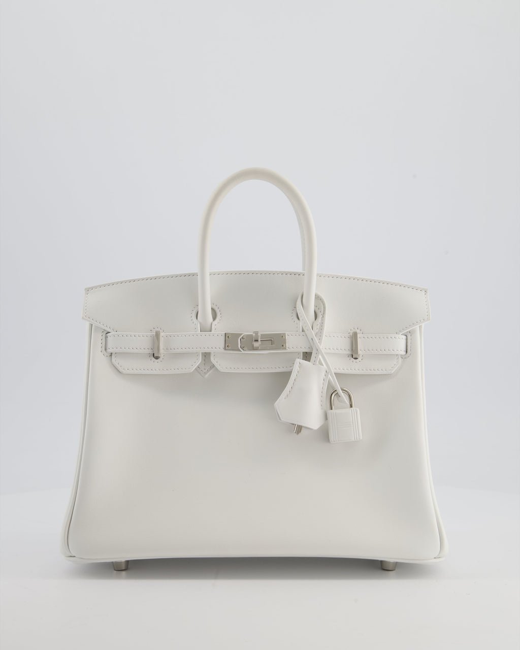 Hermès Birkin 25 Retourne Bag in New White Swift Leather with Palladium Hardware