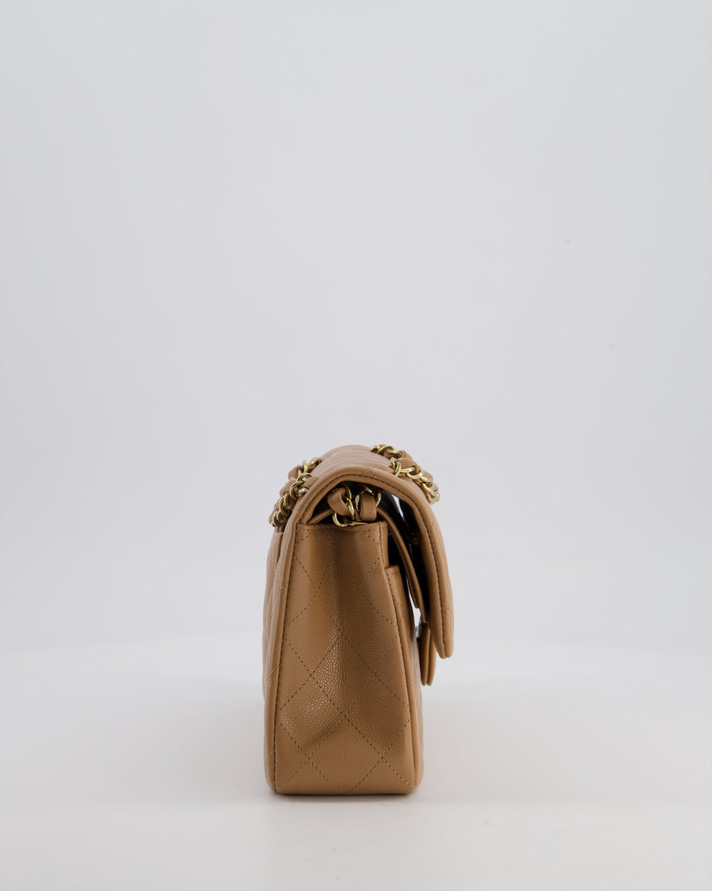 *RARE COLOUR* Chanel Small Classic Double Flap Bag in Chai Caviar Leather with Champagne Gold Hardware