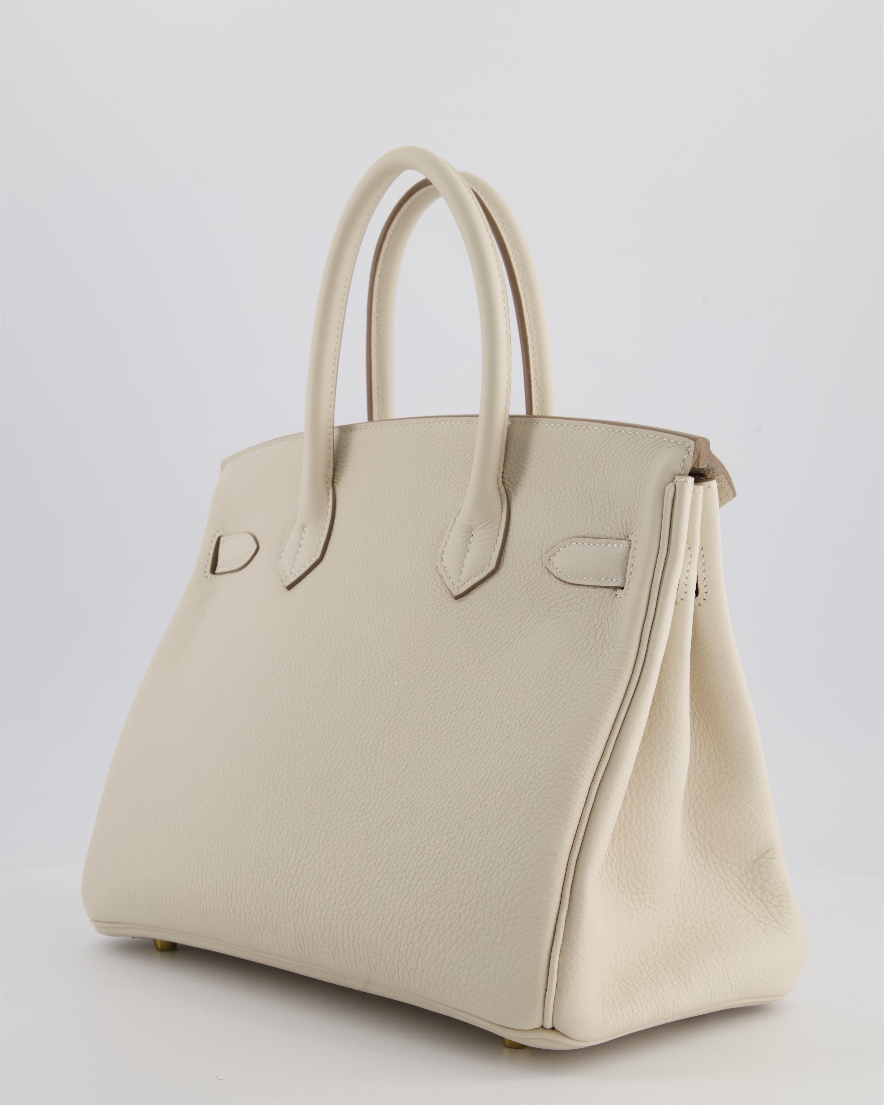*RARE* Hermès Birkin 30 Retourne Bag in Craie Togo Leather with Gold Hardware