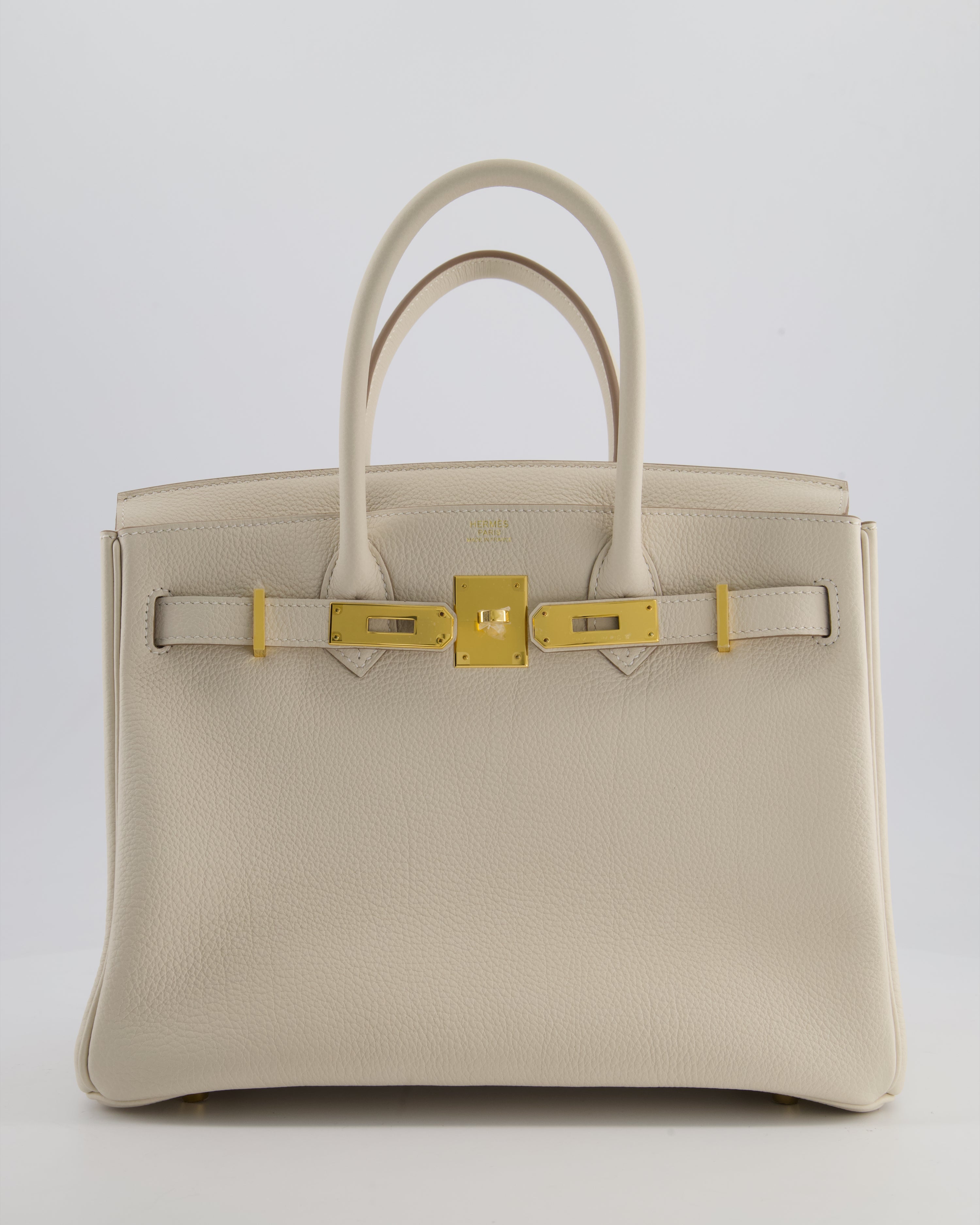 *RARE* Hermès Birkin 30 Retourne Bag in Craie Togo Leather with Gold Hardware