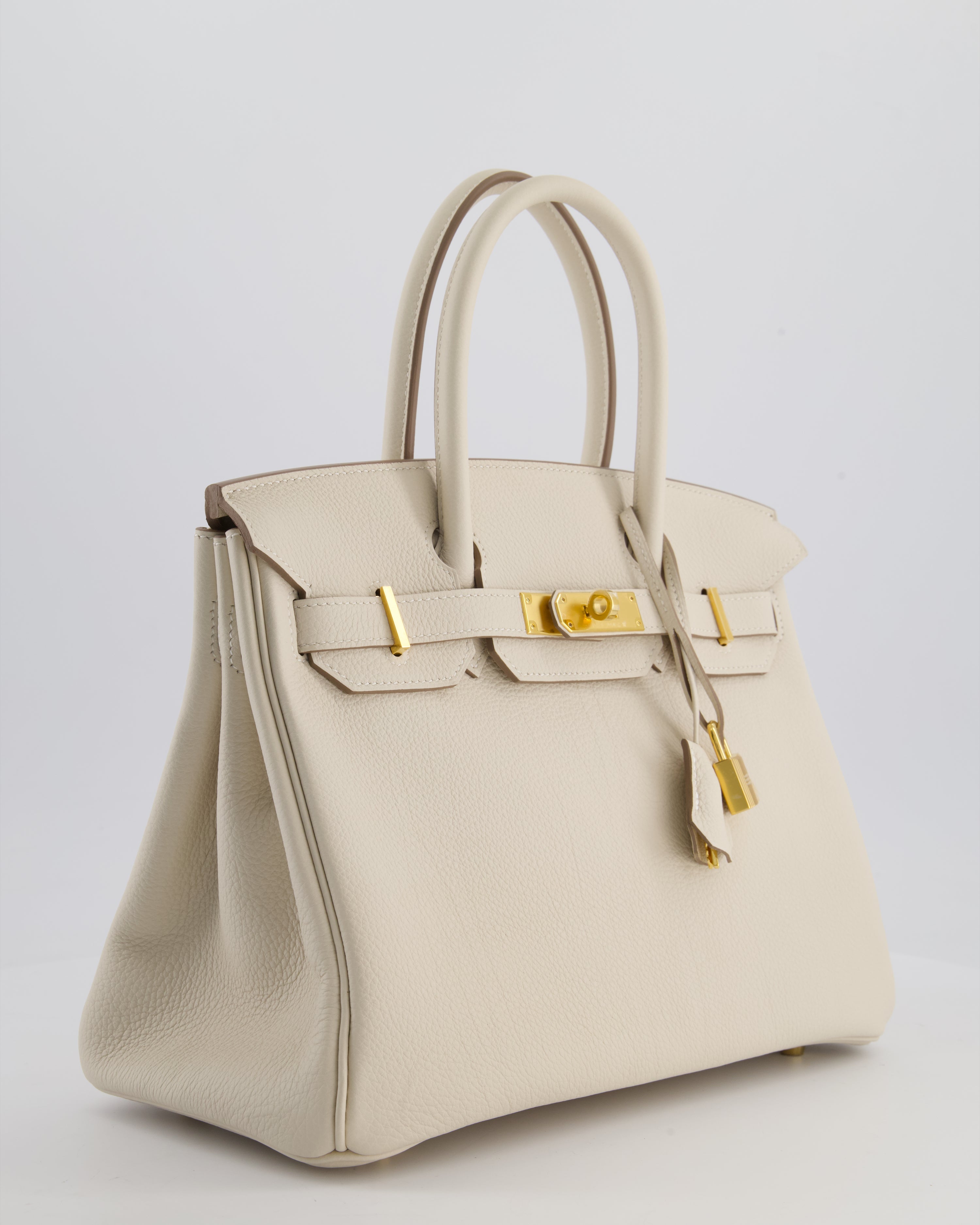 *RARE* Hermès Birkin 30 Retourne Bag in Craie Togo Leather with Gold Hardware