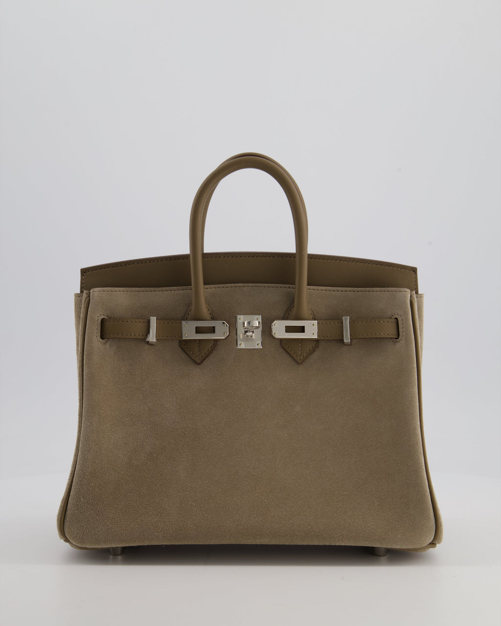 *SUPER RARE* Hermès Birkin 25 Grizzly Retourne Bag in Gris Caillou and Etoupe Swift Leather with Palladium Hardware