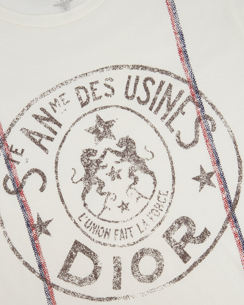 Christian Dior "St Anne Des Usines" White T-Shirt with Stripe and Logo Detail FR 36 (UK 8)