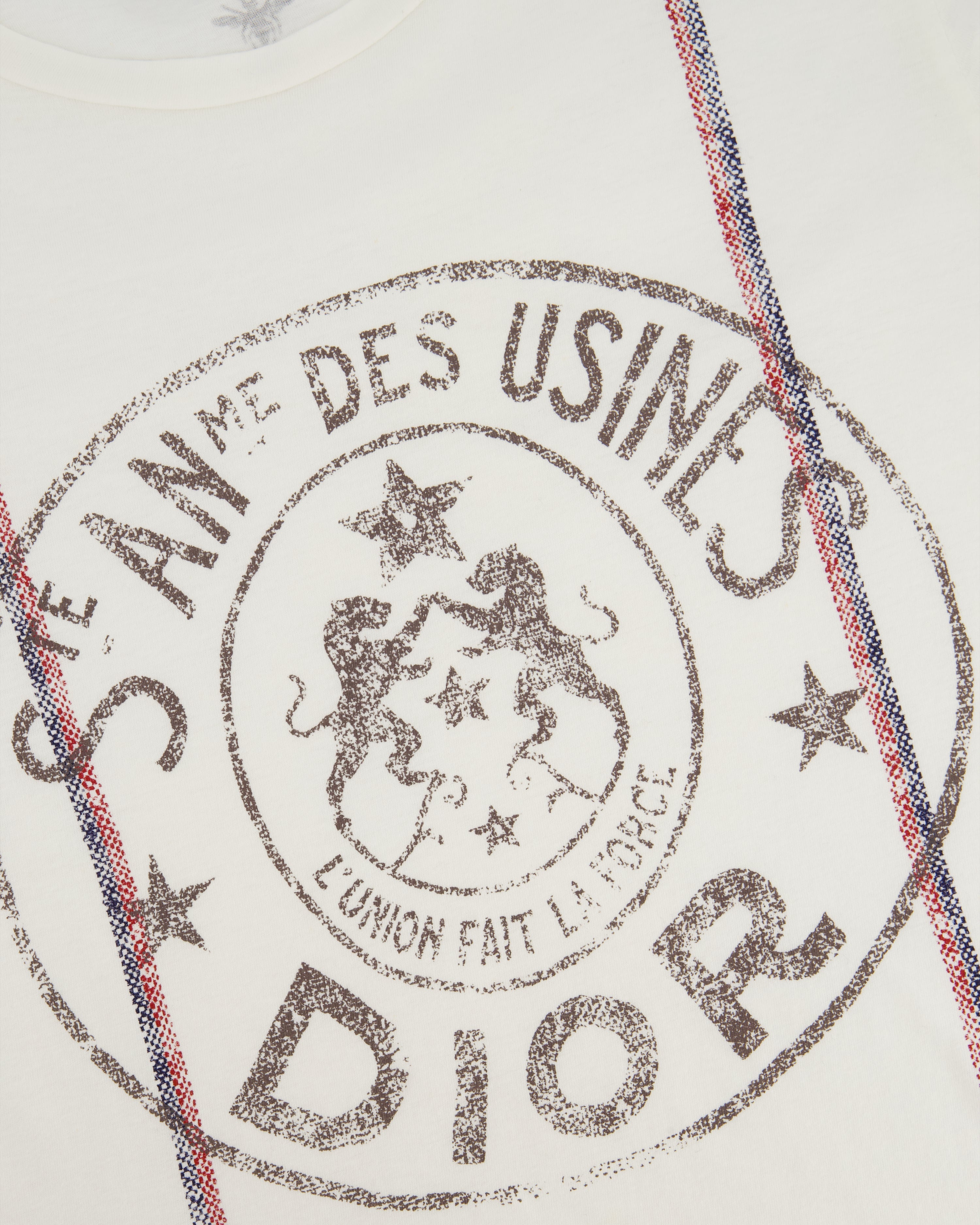 Christian Dior "St Anne Des Usines" White T-Shirt with Stripe and Logo Detail FR 36 (UK 8)
