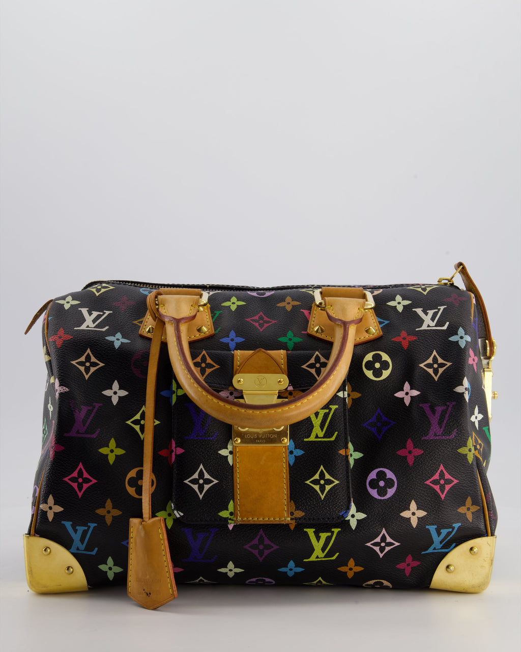 Louis Vuitton X Takashi Murakami 2007 Black Multicolour Monogram Speedy Bag with Gold Hardware