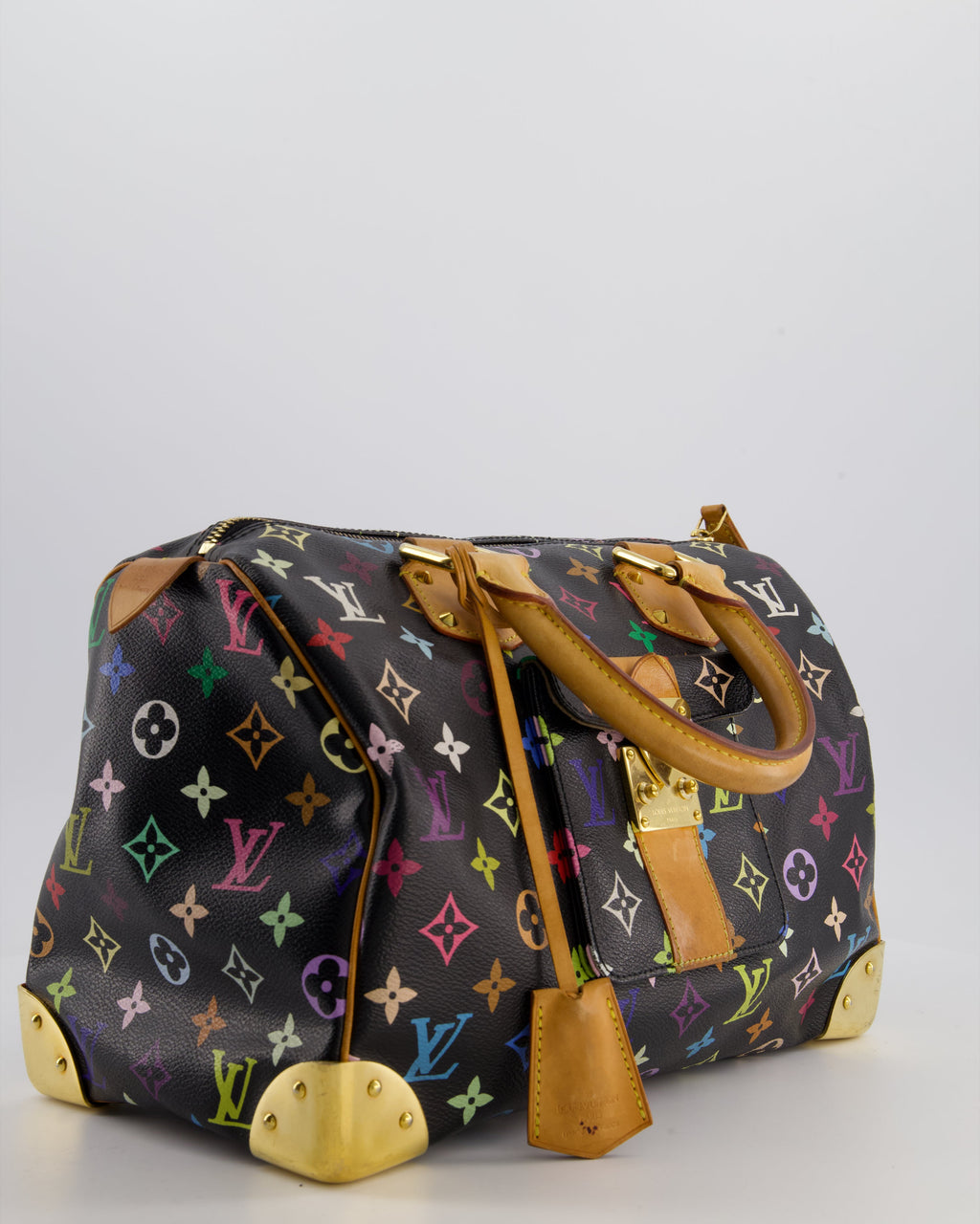 Louis Vuitton X Takashi Murakami 2007 Black Multicolour Monogram Speedy Bag with Gold Hardware
