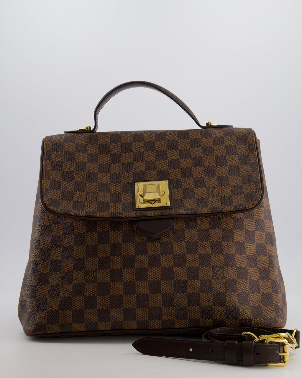 Louis Vuitton Brown Damier Ebene Canvas Bergamo Top Handle Bag with Gold Hardware