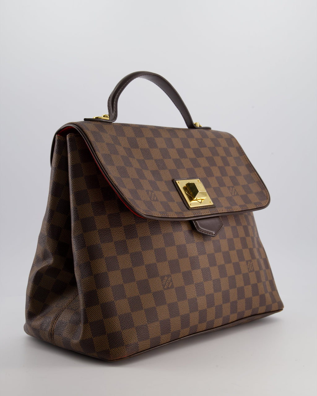 Louis Vuitton Brown Damier Ebene Canvas Bergamo Top Handle Bag with Gold Hardware