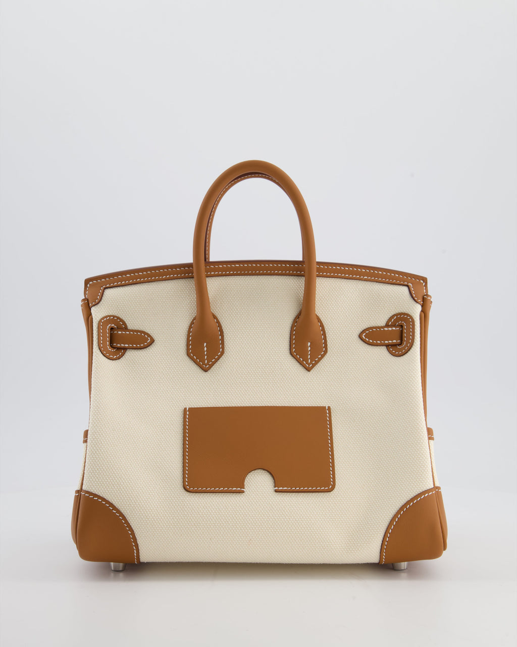 *SUPER HOT & RARE* Hermès Birkin 25 Cargo Bag in Ecru Toile Goeland and Gold Swift Leather with Palladium Hardware