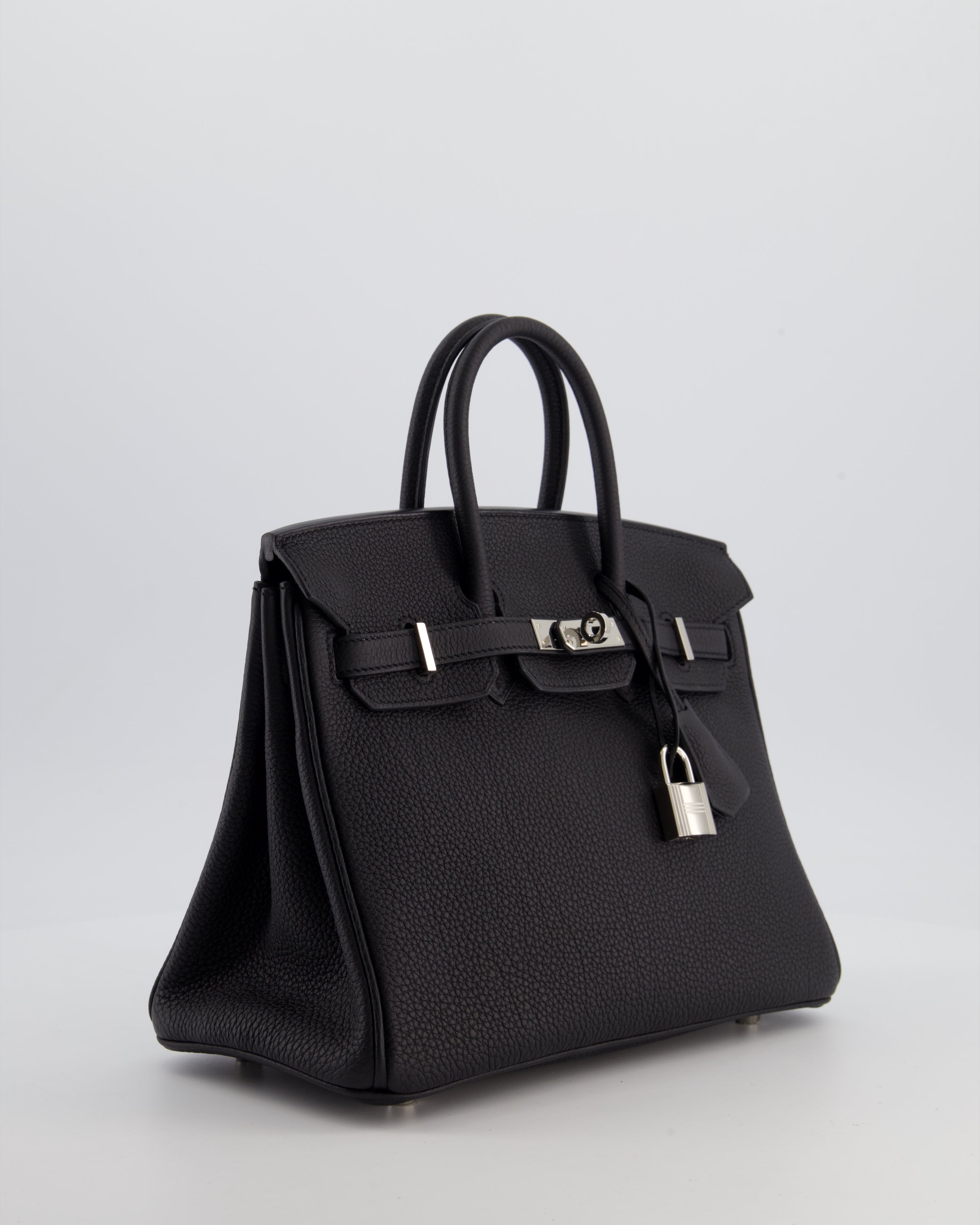 *RARE* Hermès Birkin 25 Retourne Bag in Noir Togo Leather with Palladium Hardware