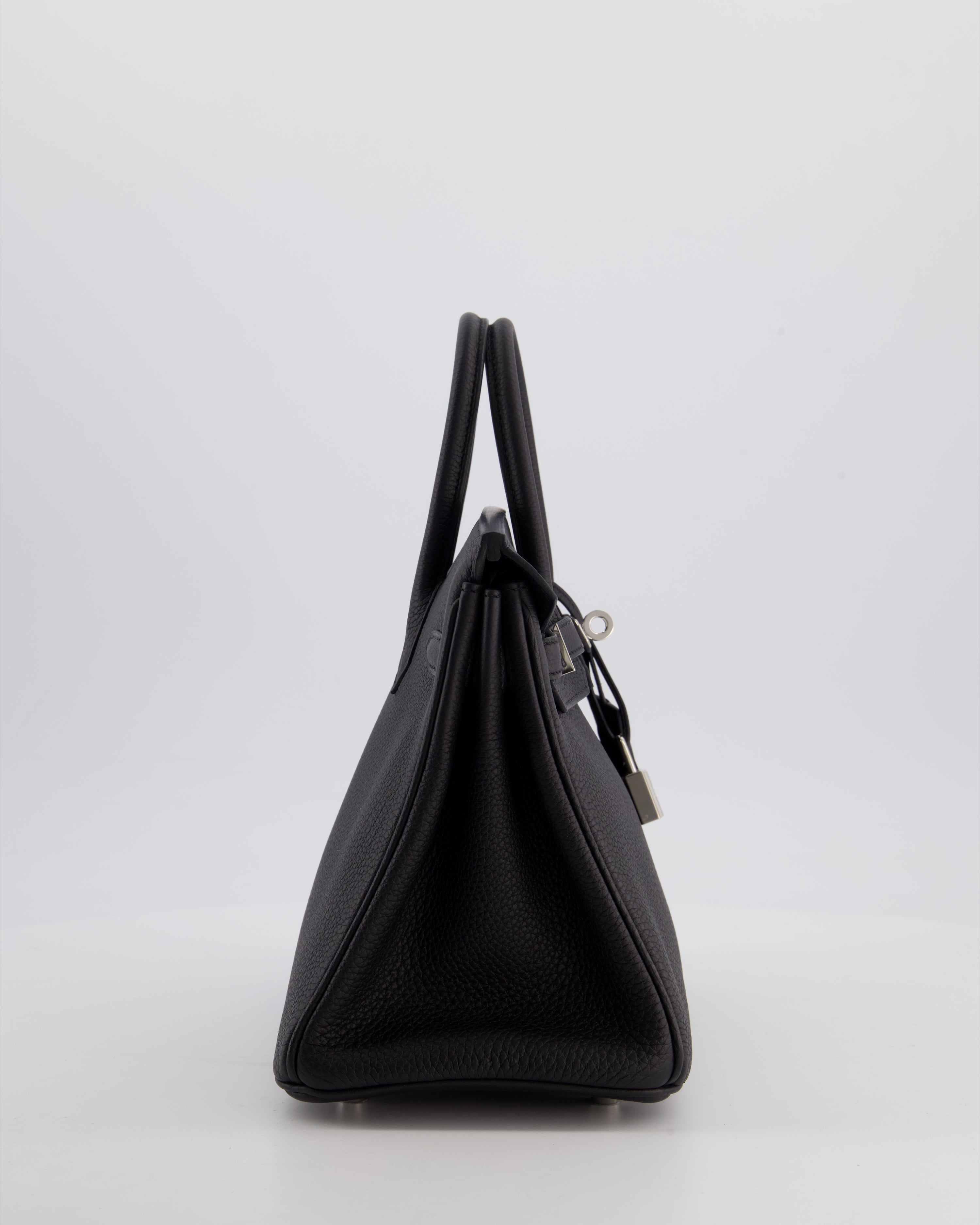 *RARE* Hermès Birkin 25 Retourne Bag in Noir Togo Leather with Palladium Hardware