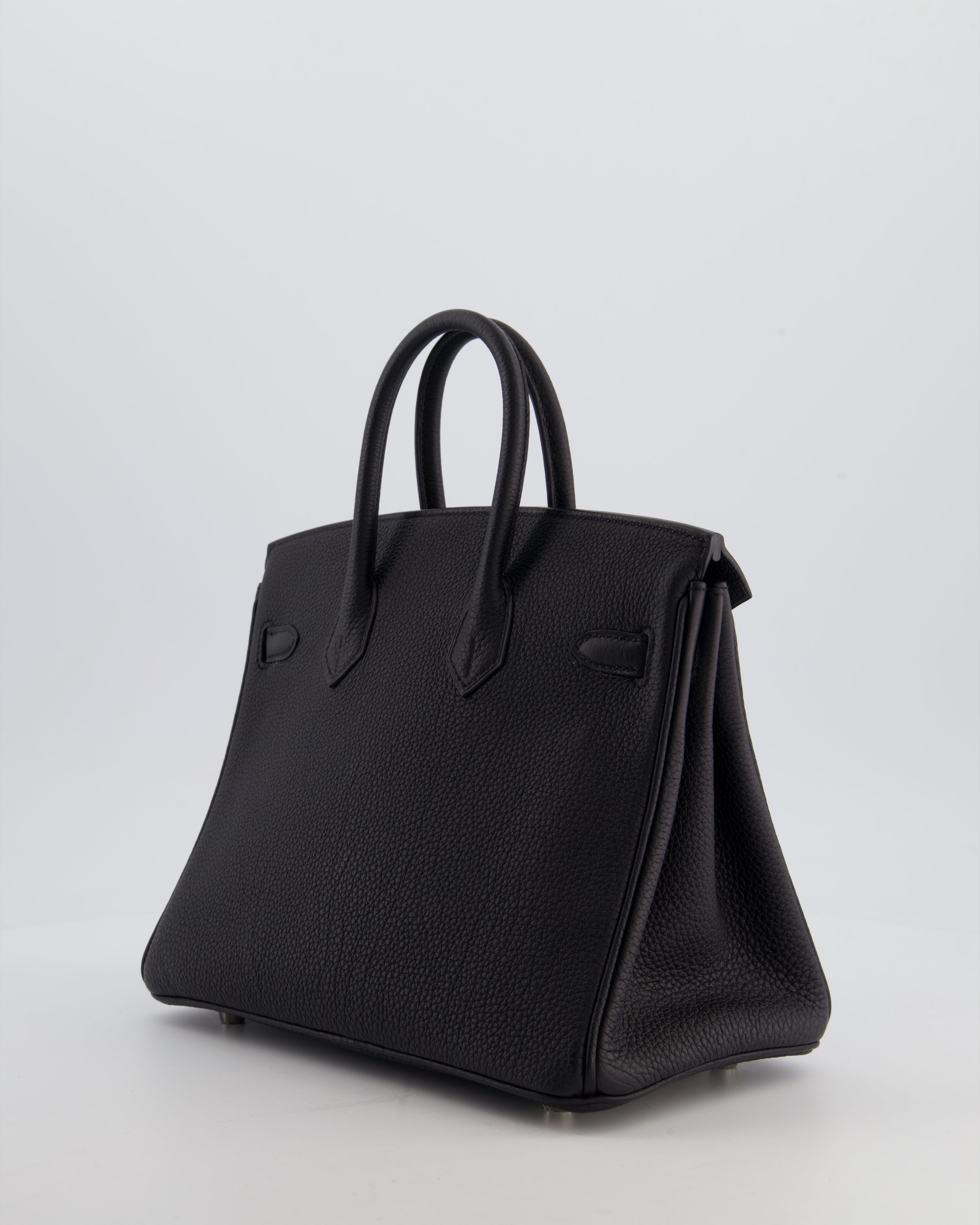 *RARE* Hermès Birkin 25 Retourne Bag in Noir Togo Leather with Palladium Hardware