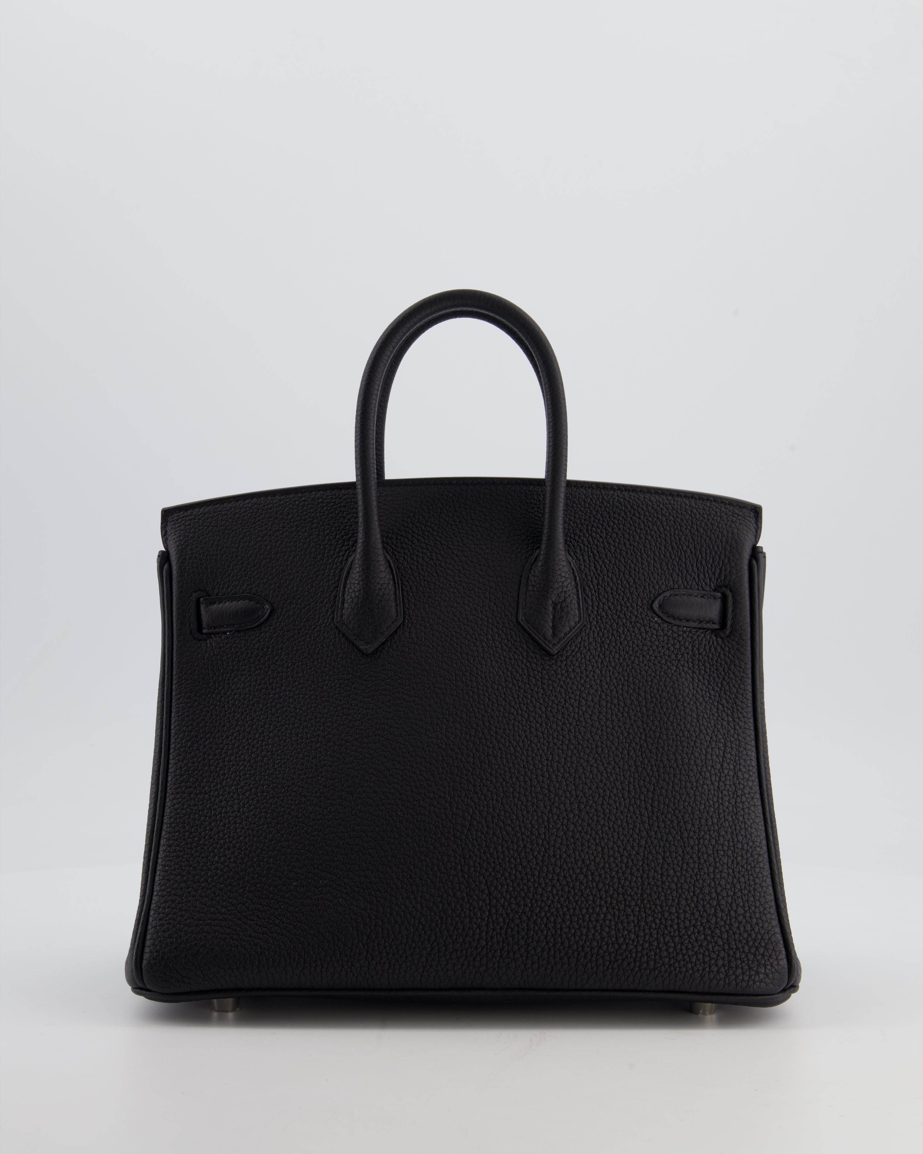 *RARE* Hermès Birkin 25 Retourne Bag in Noir Togo Leather with Palladium Hardware