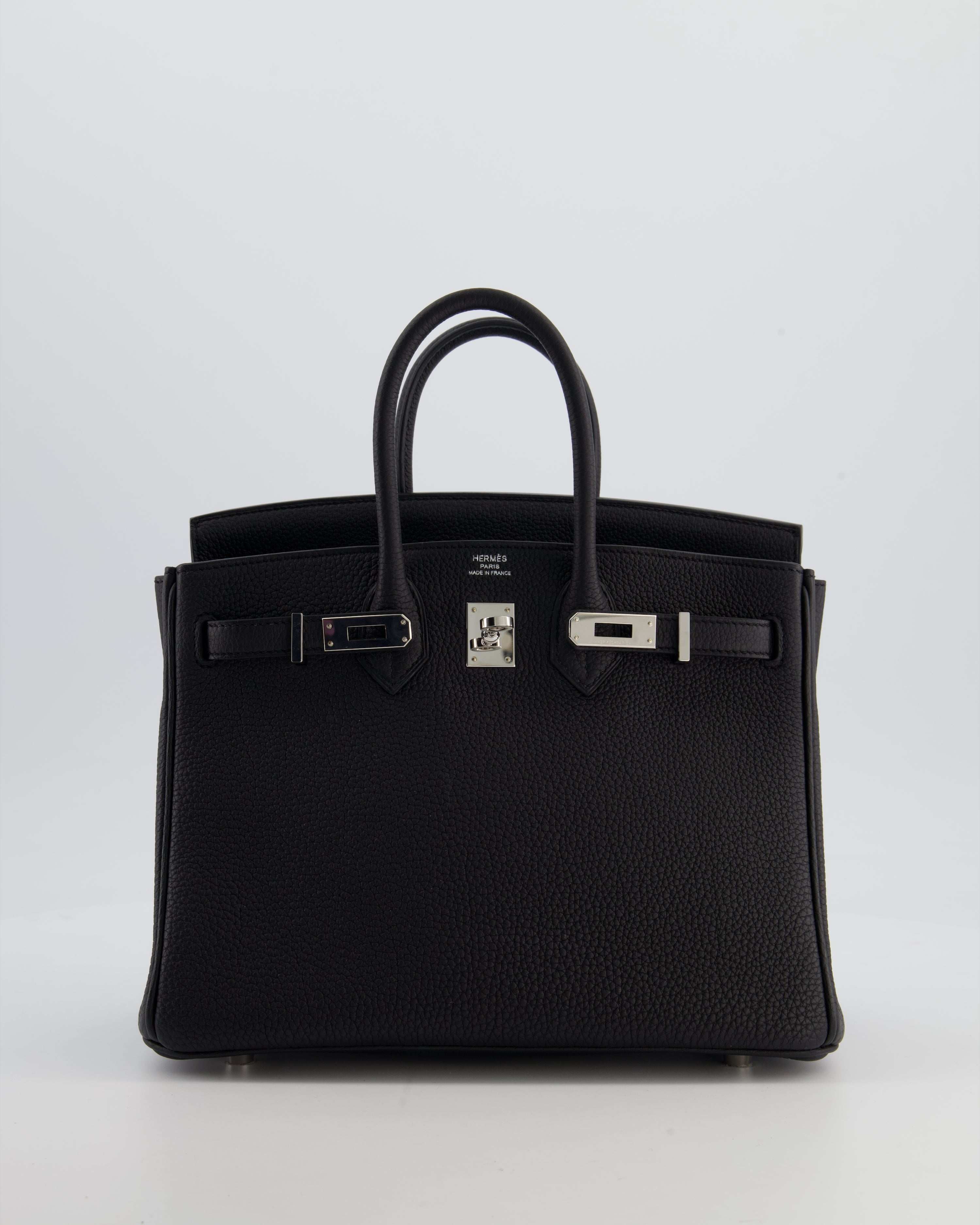 *RARE* Hermès Birkin 25 Retourne Bag in Noir Togo Leather with Palladium Hardware