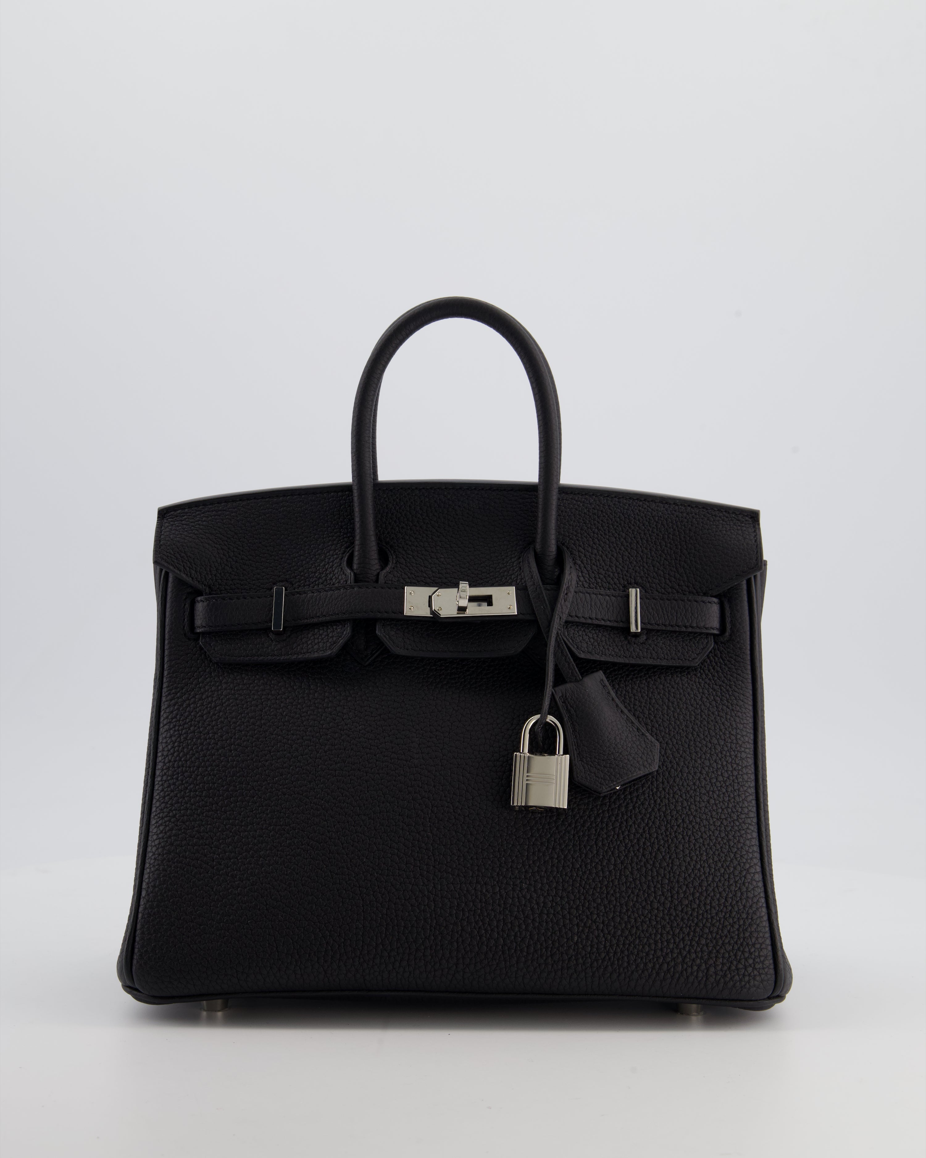 *RARE* Hermès Birkin 25 Retourne Bag in Noir Togo Leather with Palladium Hardware