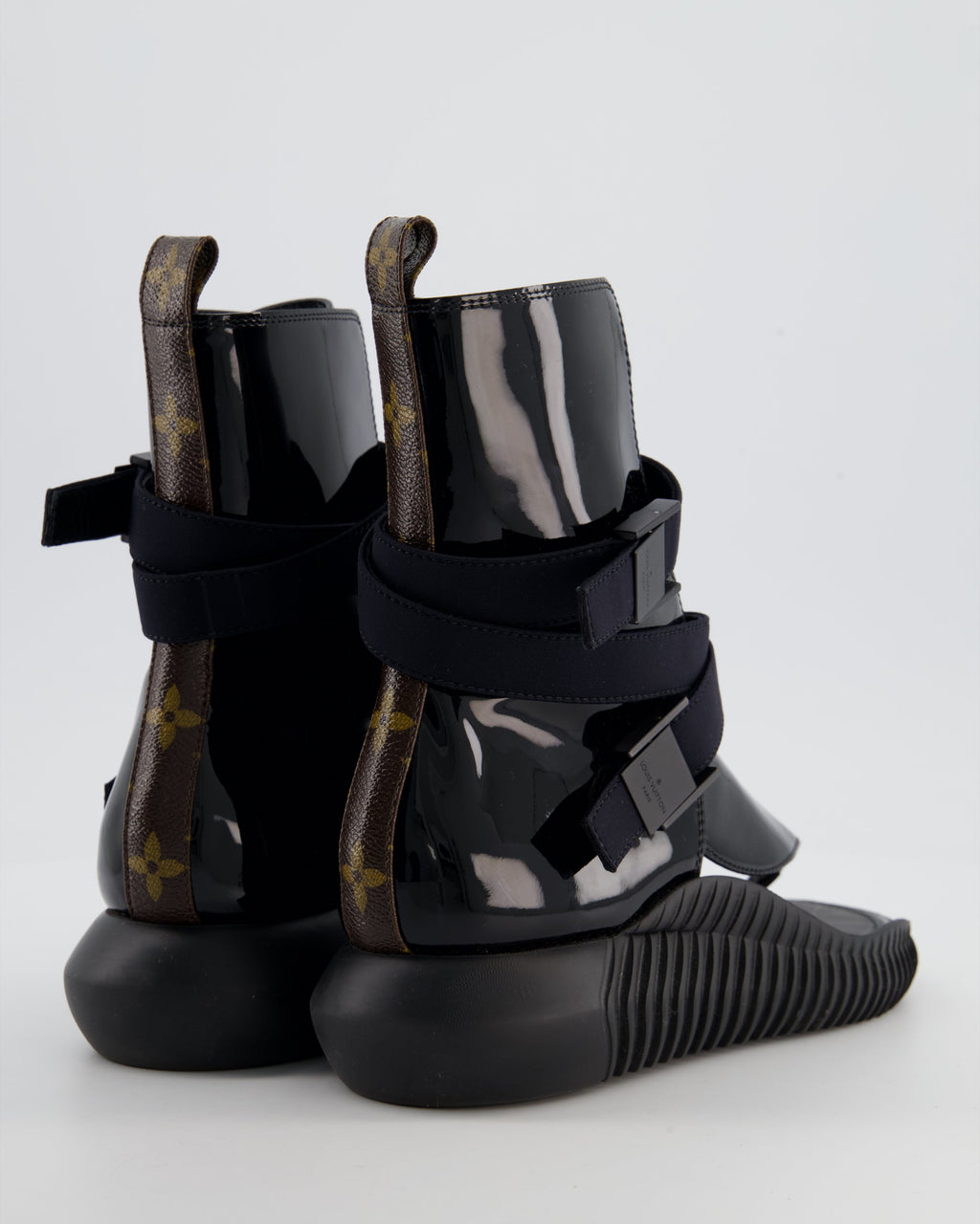 Louis Vuitton Black Patent Leather Bahia Brazil Gladiator Sandals with Monogram Detail Size EU 36.5