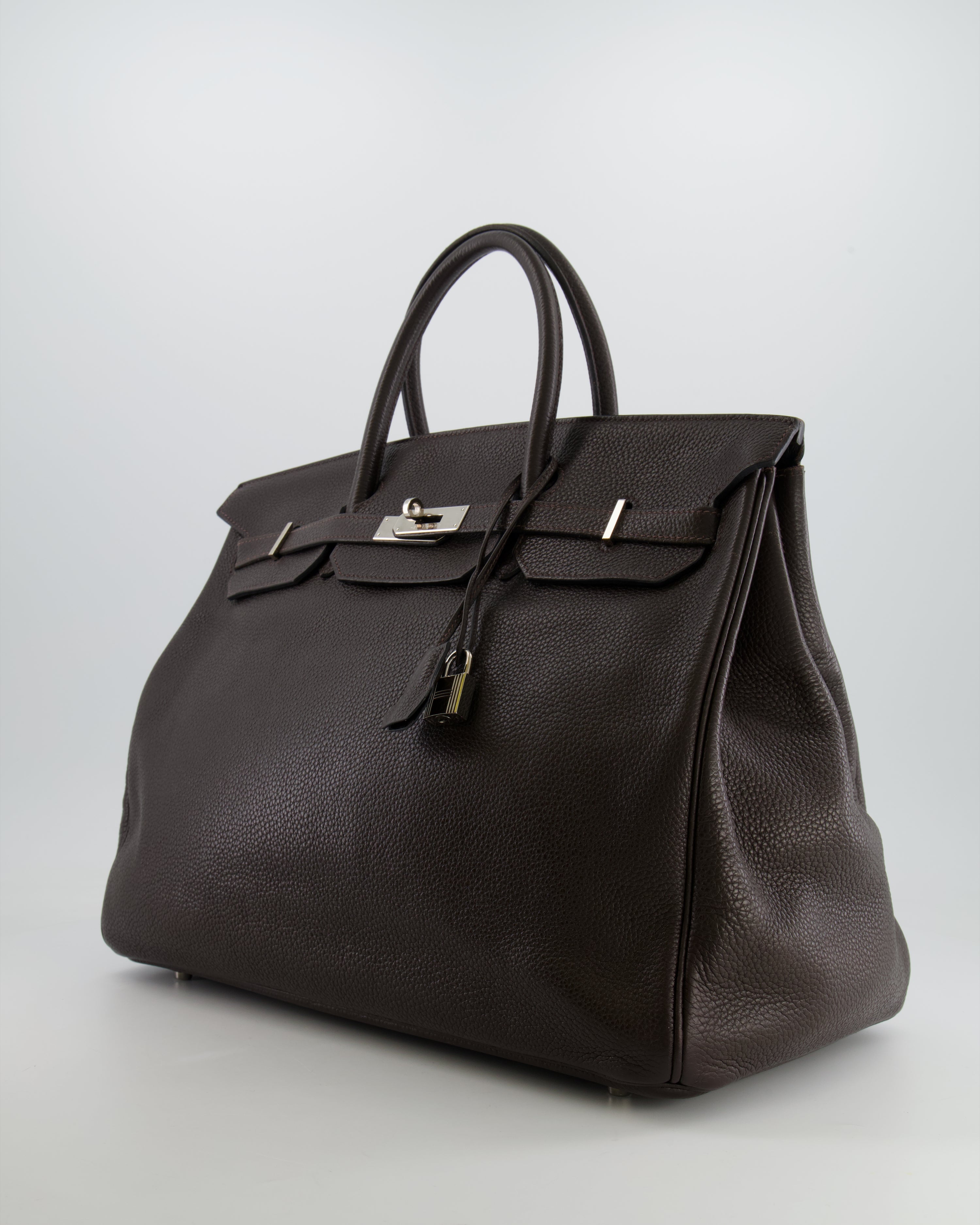*FIRE PRICE* Hermès Birkin 40 Bag in Ebene Clemence Leather with Palladium Hardware