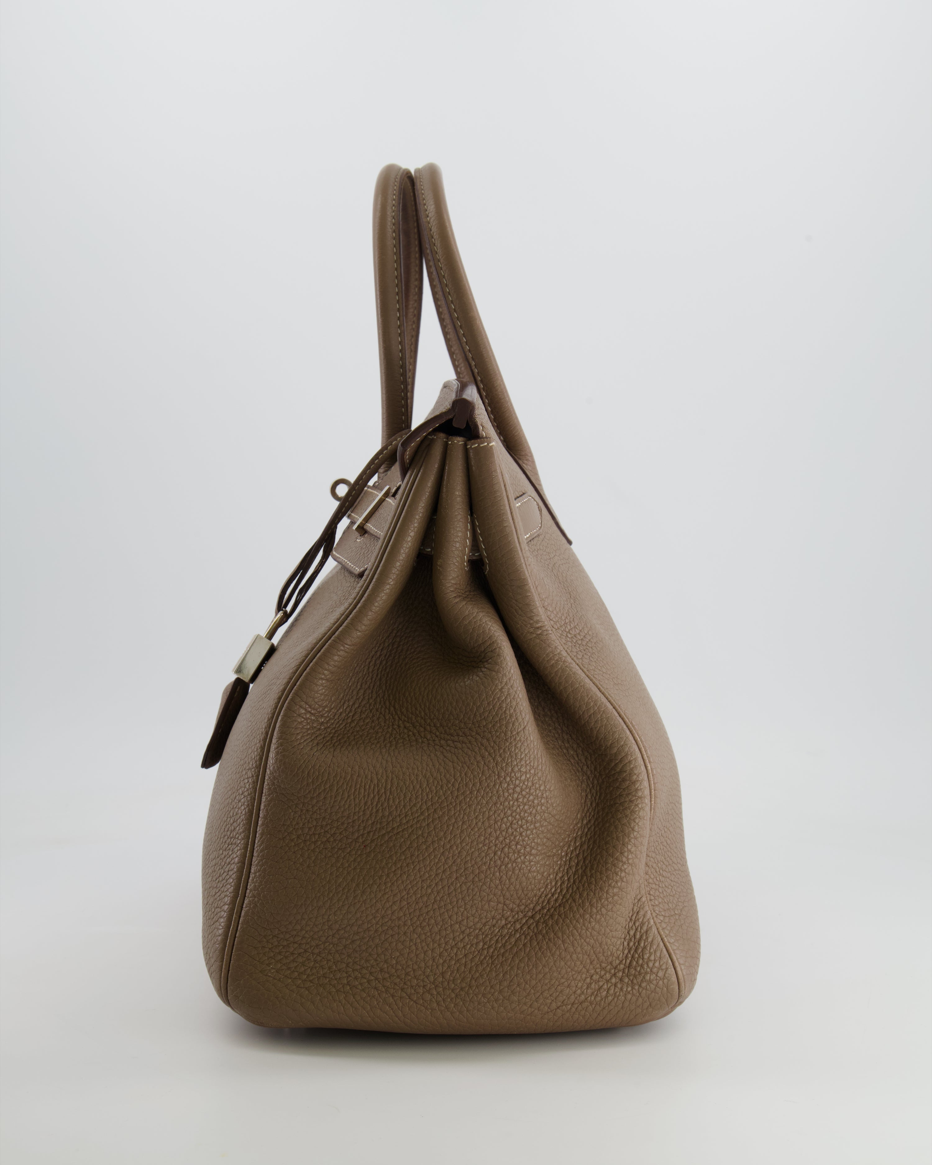 Hermès Birkin 35 Bag in Etoupe Clemence Leather with Palladium Hardware