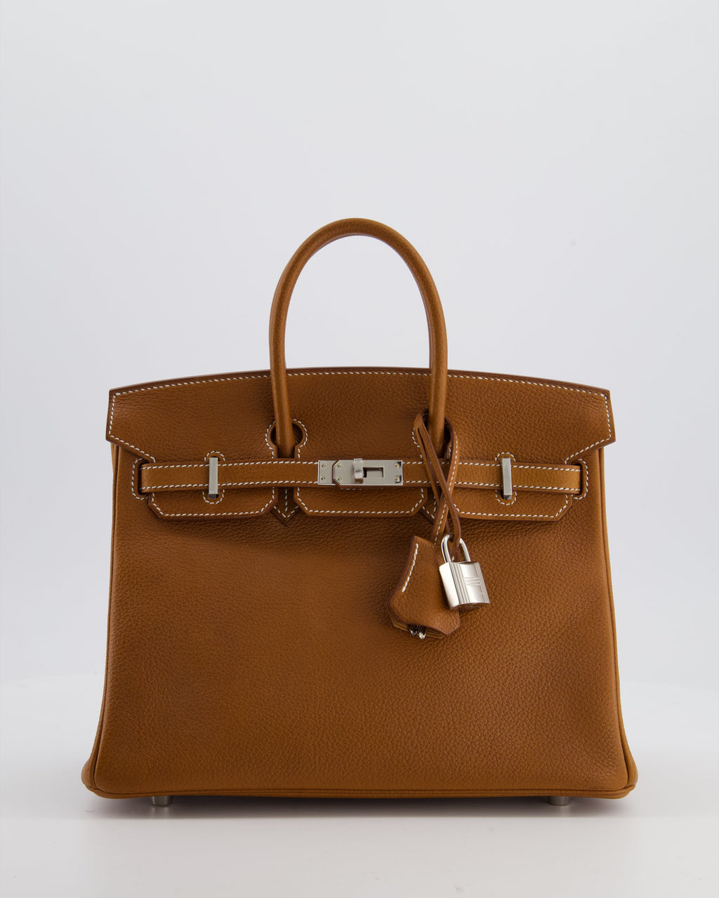 *RARE* Hermès Birkin 25 Retourne Bag in Fauve Barenia Faubourg Leather with Palladium Hardware