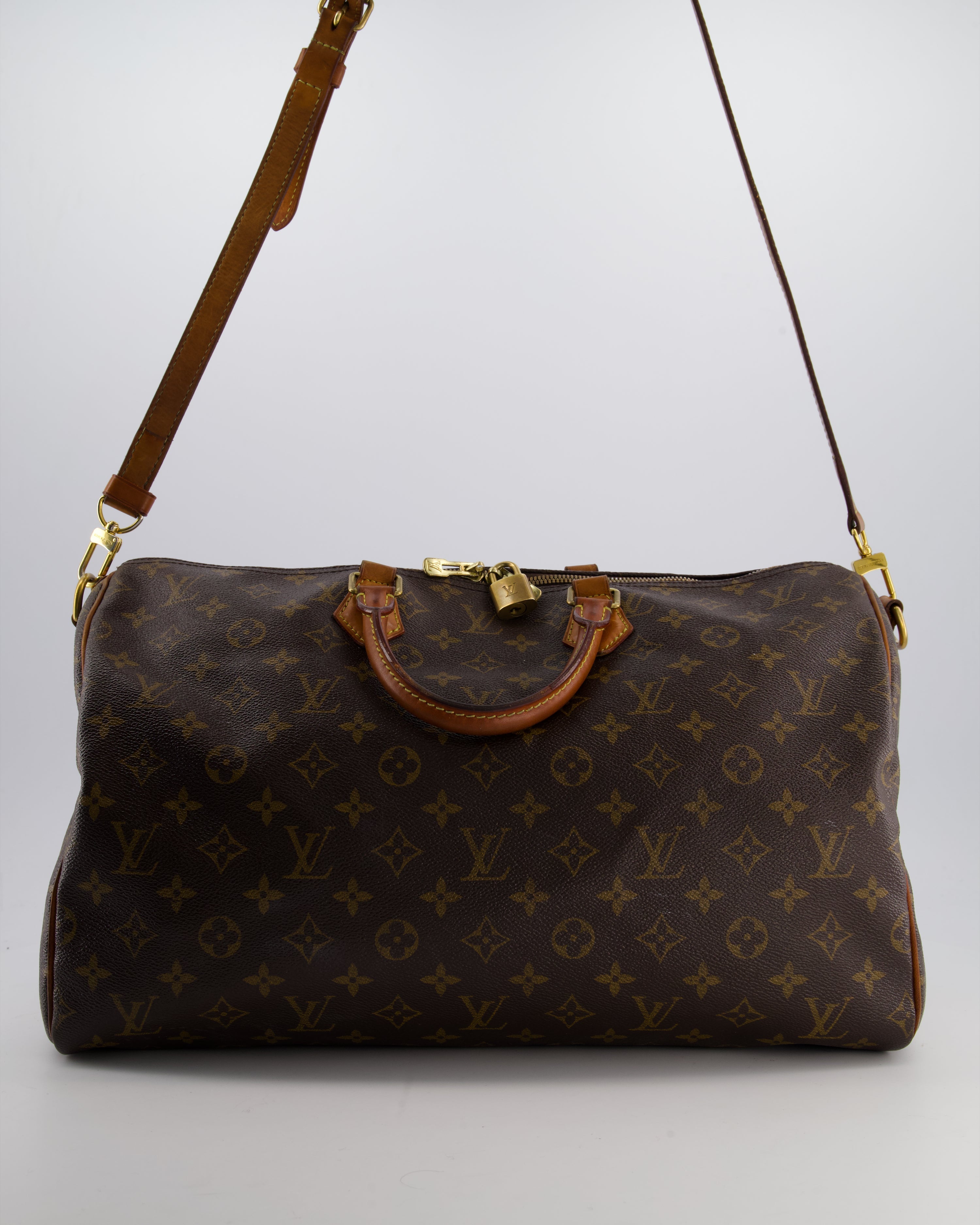 Louis Vuitton Brown Monogram Canvas Speedy 40 Bag with Gold Hardware
