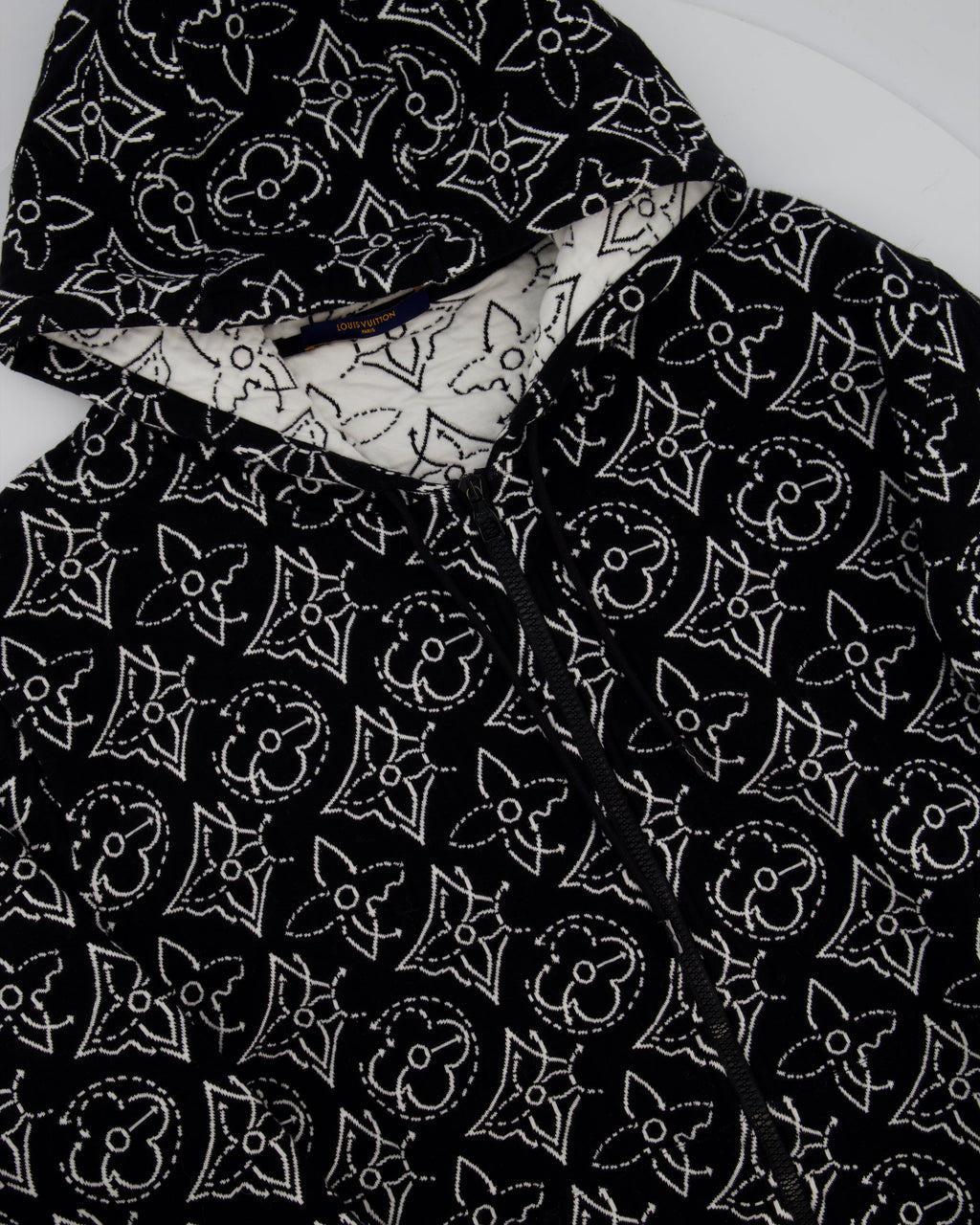 Louis Vuitton x NBA Mens Strategic Flowers Black and White Quilted Hoodie Size XXL (UK 46)