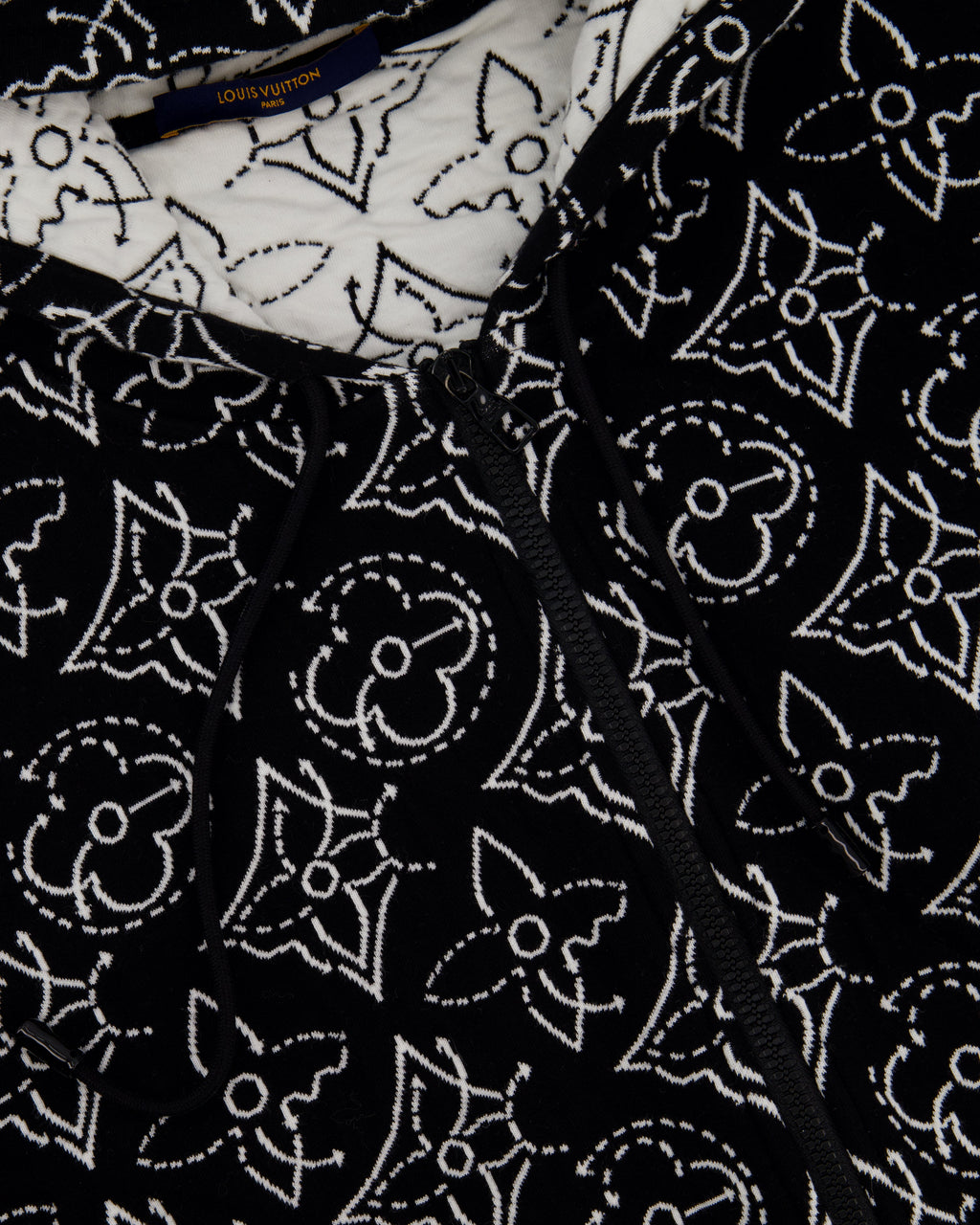 Louis Vuitton x NBA Mens Strategic Flowers Black and White Quilted Hoodie Size XXL (UK 46)
