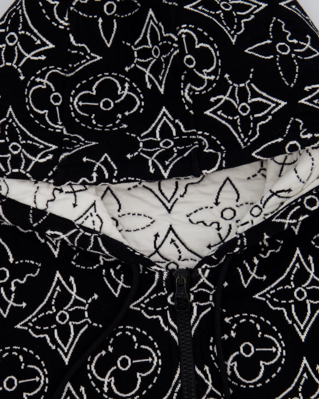 Louis Vuitton x NBA Mens Strategic Flowers Black and White Quilted Hoodie Size XXL (UK 46)