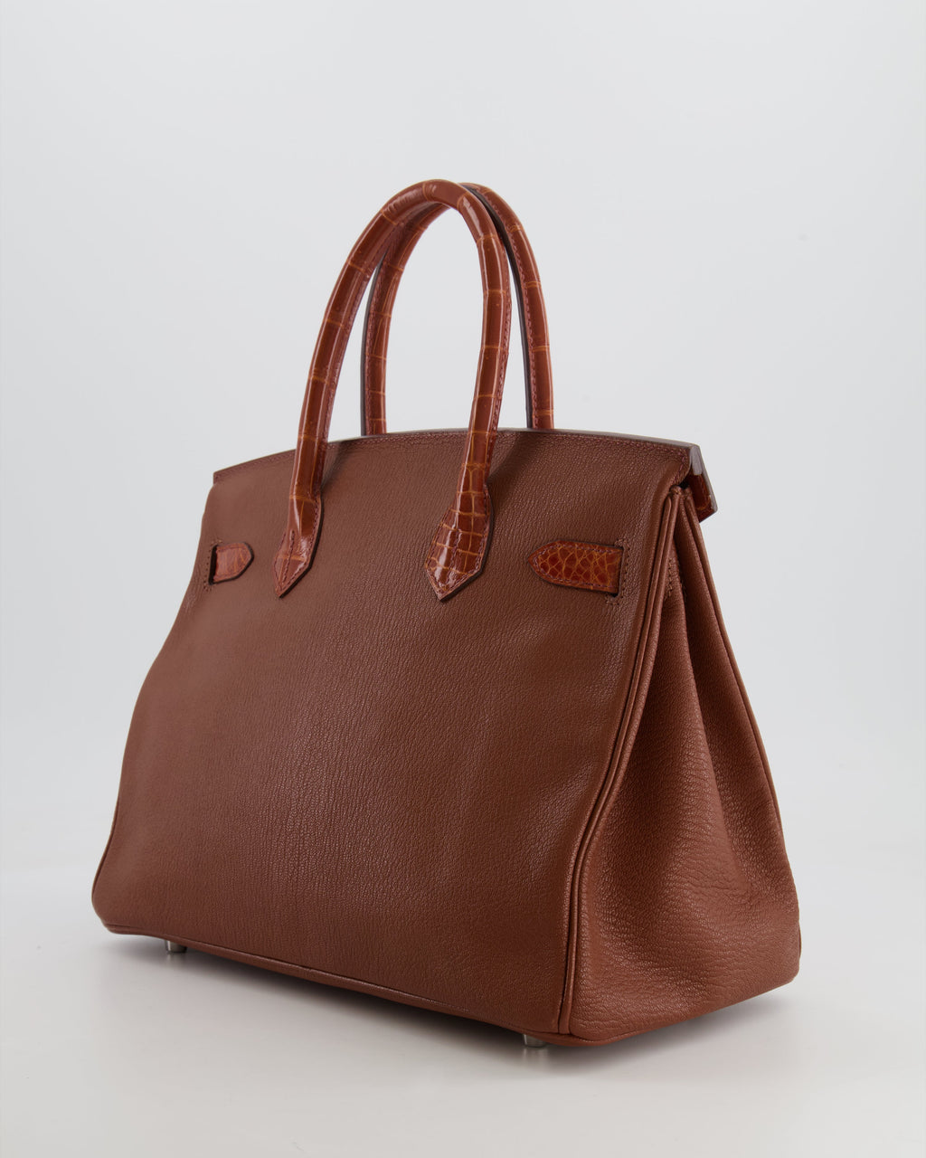 Hermès Birkin 30 Touch Bag in Miel Chèvre Mysore and Crocodile Niloticus Leather with Palladium Hardware
