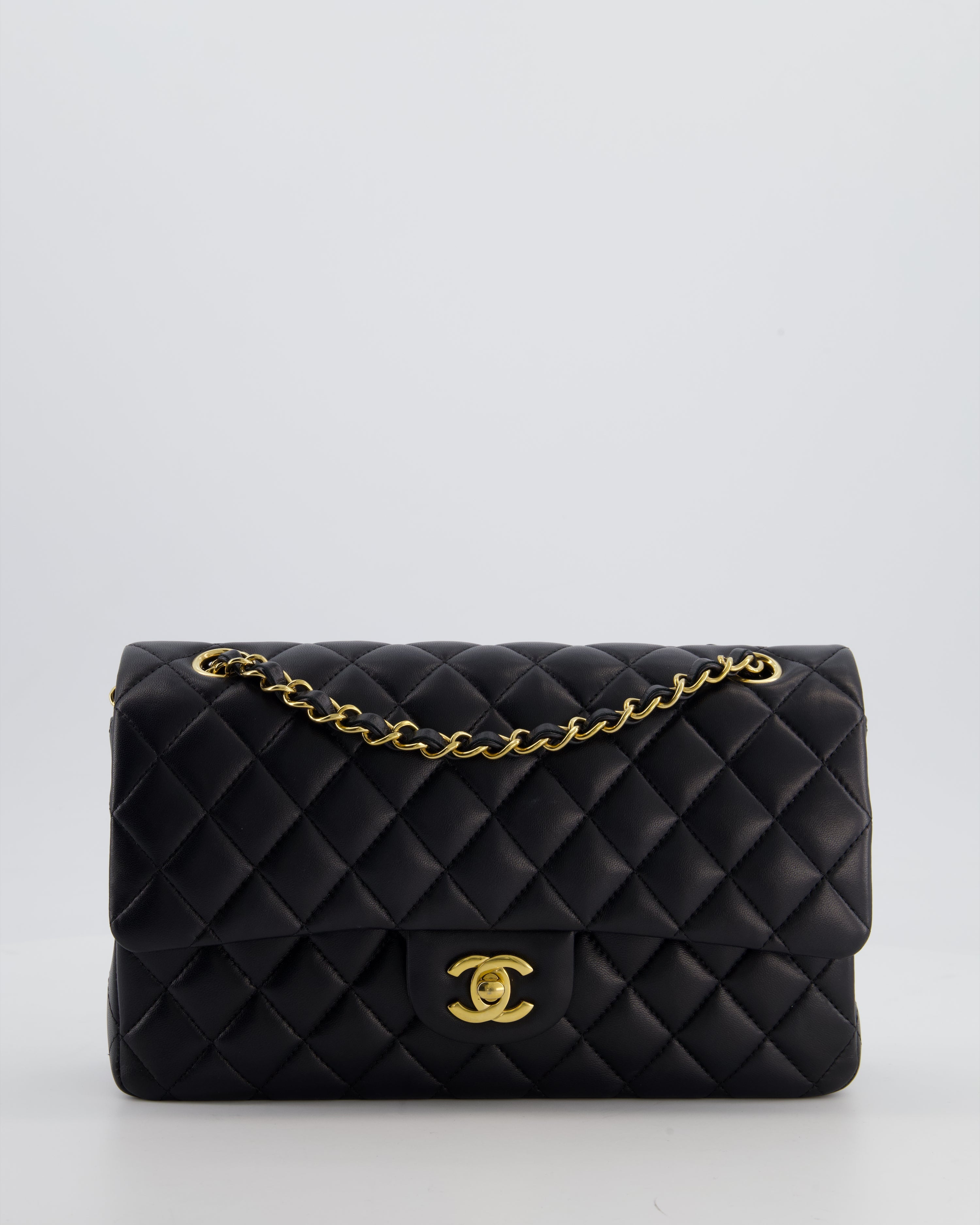 Chanel Black Medium Classic Double Flap Bag in Lambskin Leather with Gold Hardware