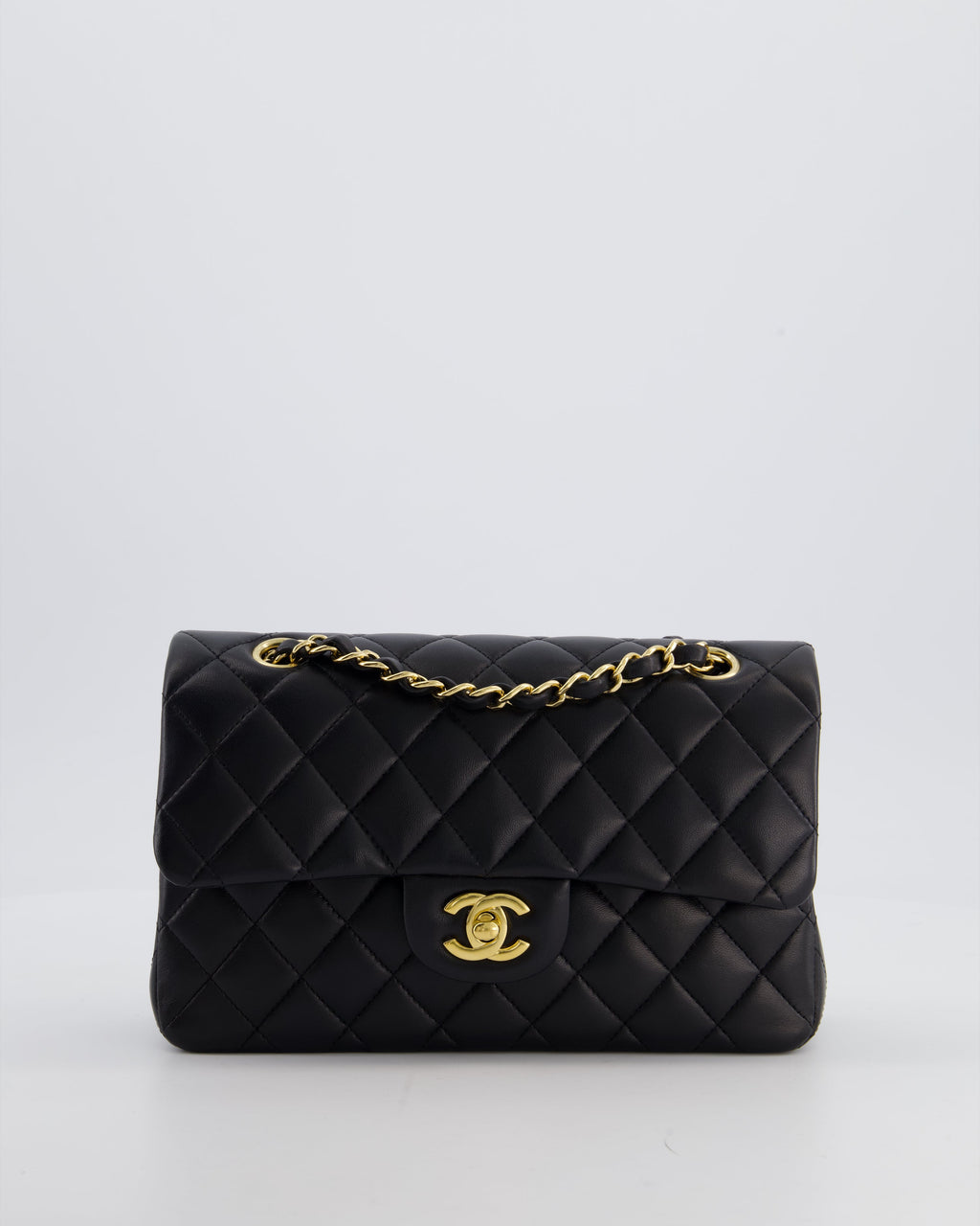 Chanel Black Small Classic Double Flap Bag in Lambskin Leather with Gold Hardware