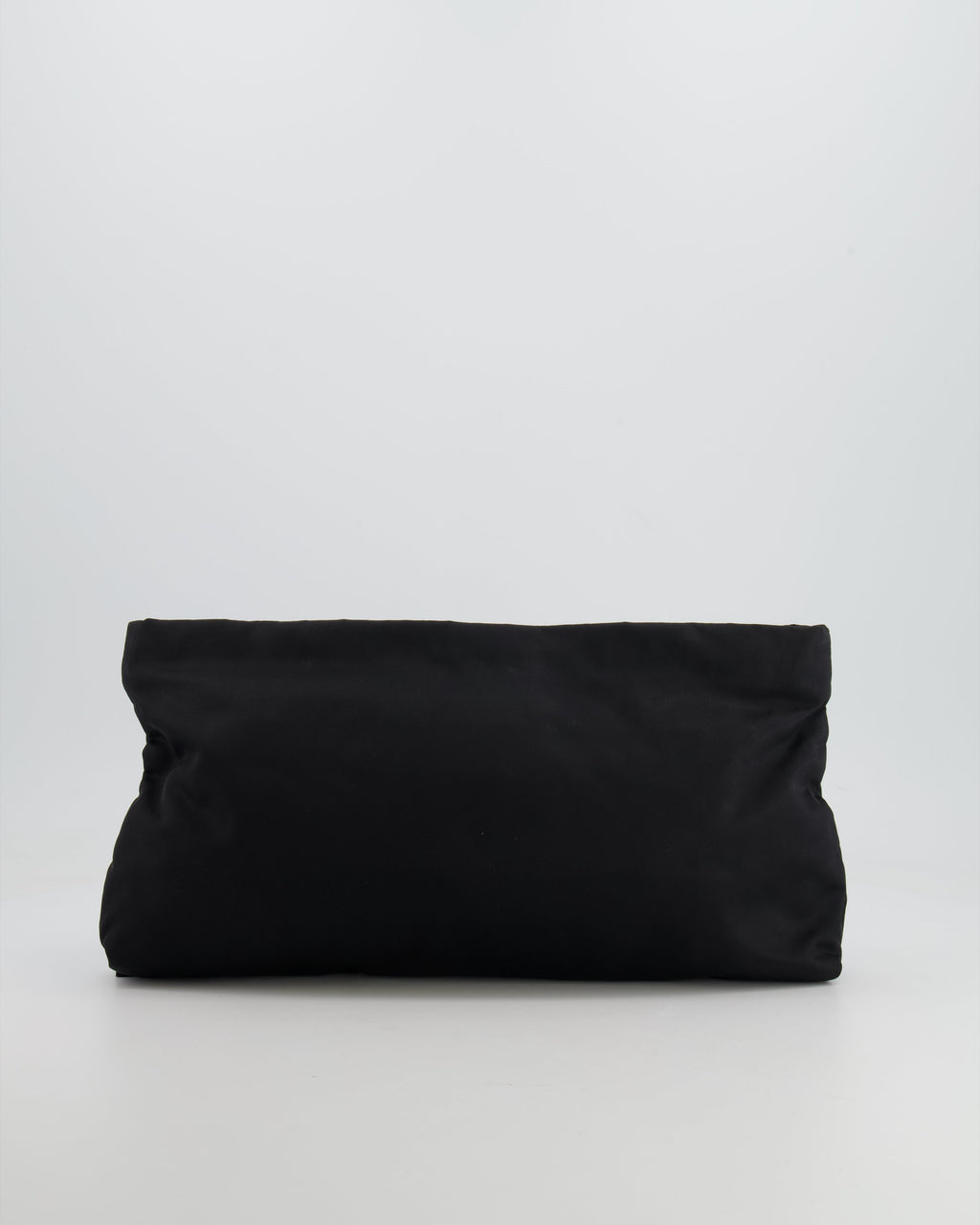 Prada Black Nylon Clutch Bag with Rhinestones Appliqué and Gold Logo