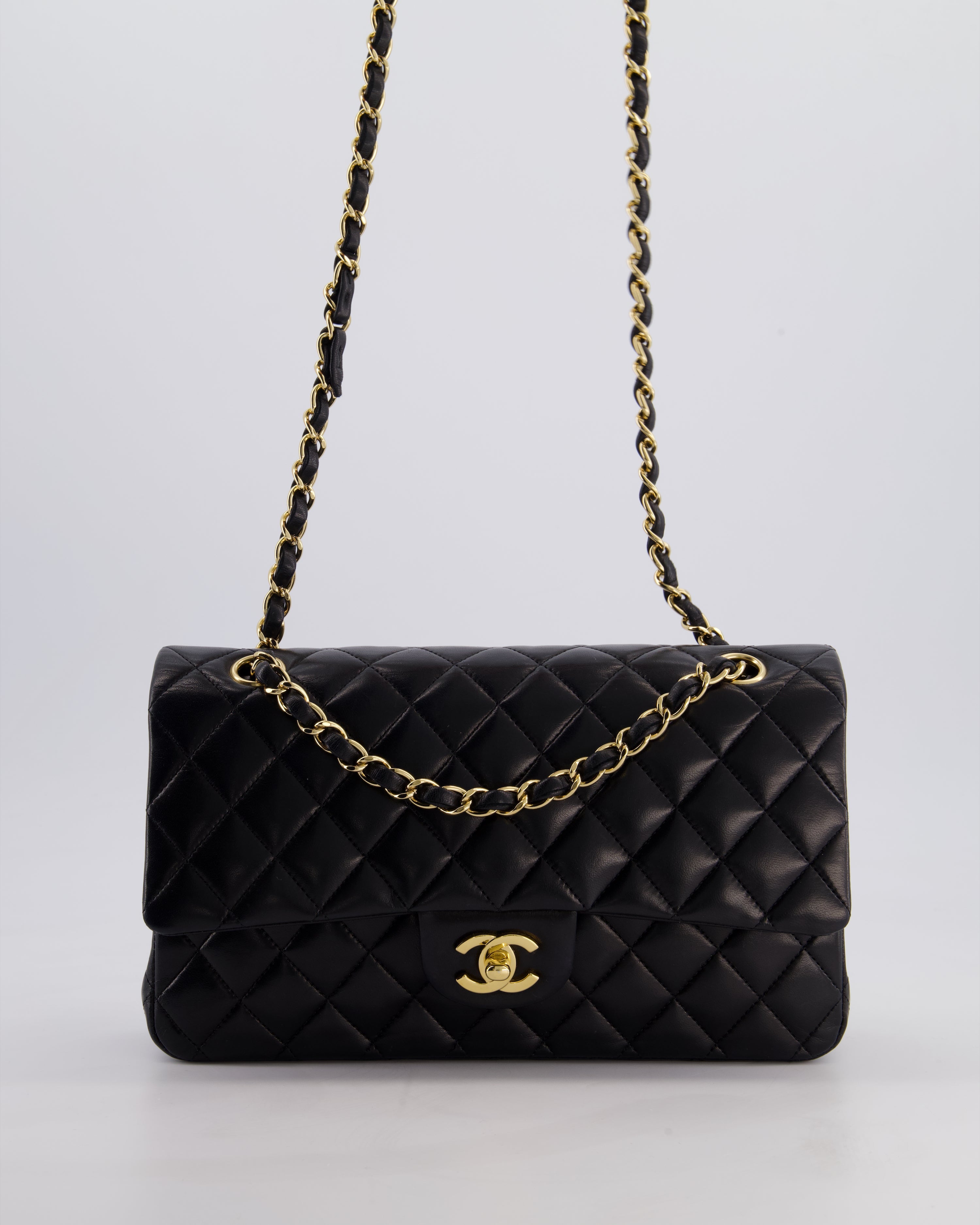 *FIRE PRICE* Chanel Black Medium Classic Double Flap Bag in Lambskin Leather with Gold Hardware