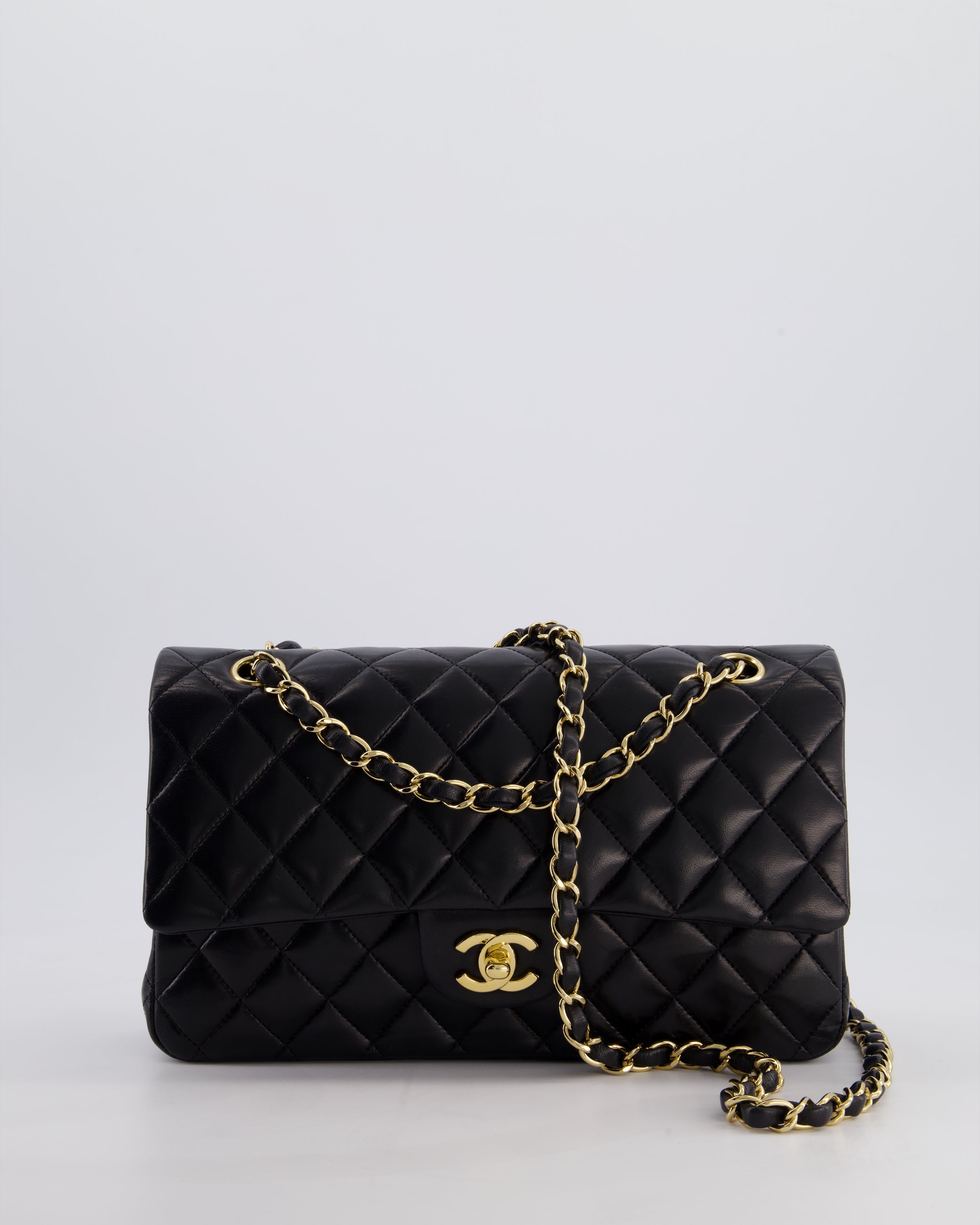 *FIRE PRICE* Chanel Black Medium Classic Double Flap Bag in Lambskin Leather with Gold Hardware