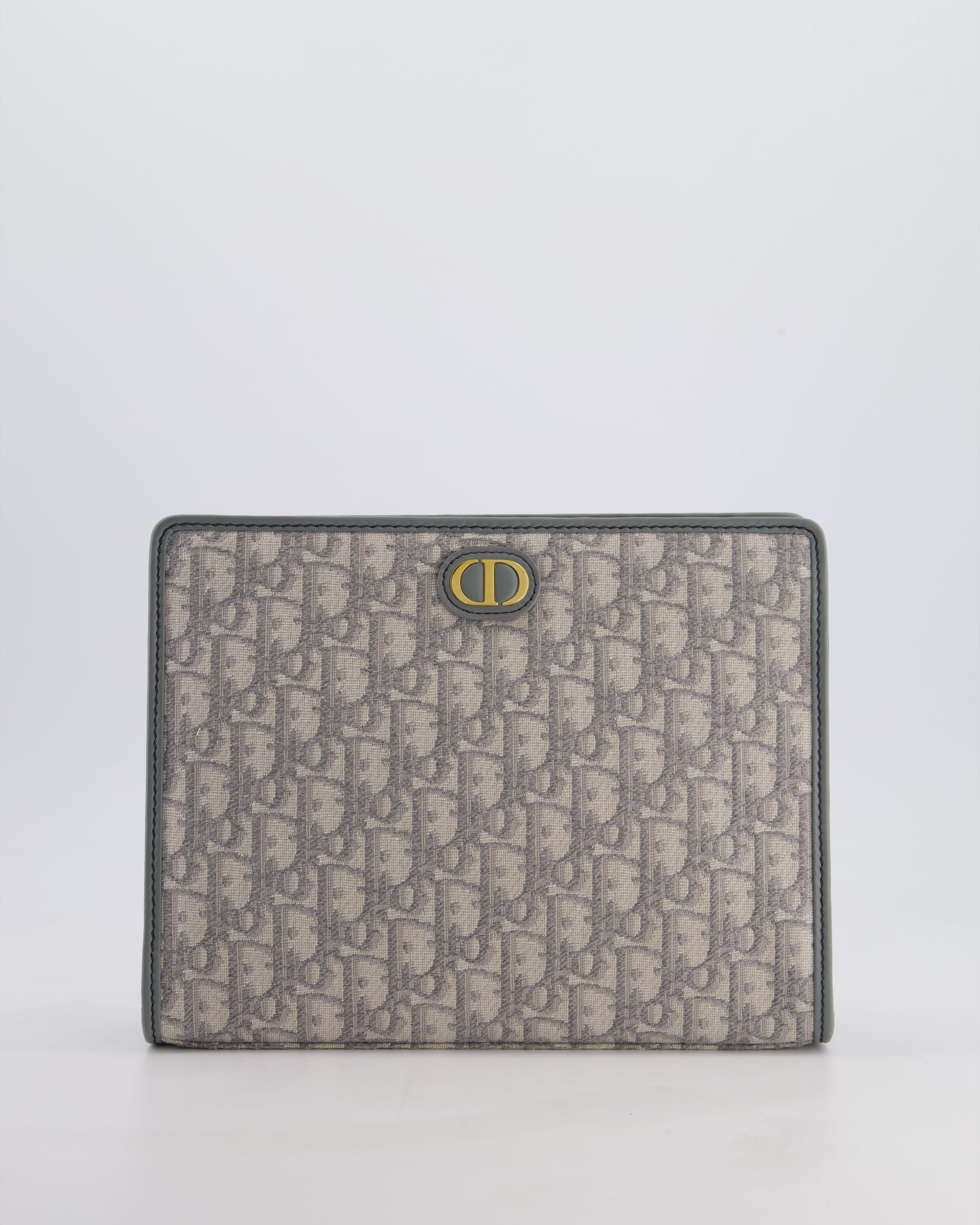 Christian Dior 30 Montaigne Pouch Bag in Grey & White Oblique Canvas with Gold Hardware RRP890£