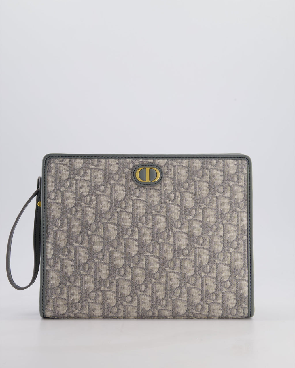 Christian Dior 30 Montaigne Pouch Bag in Grey & White Oblique Canvas with Gold Hardware RRP890£