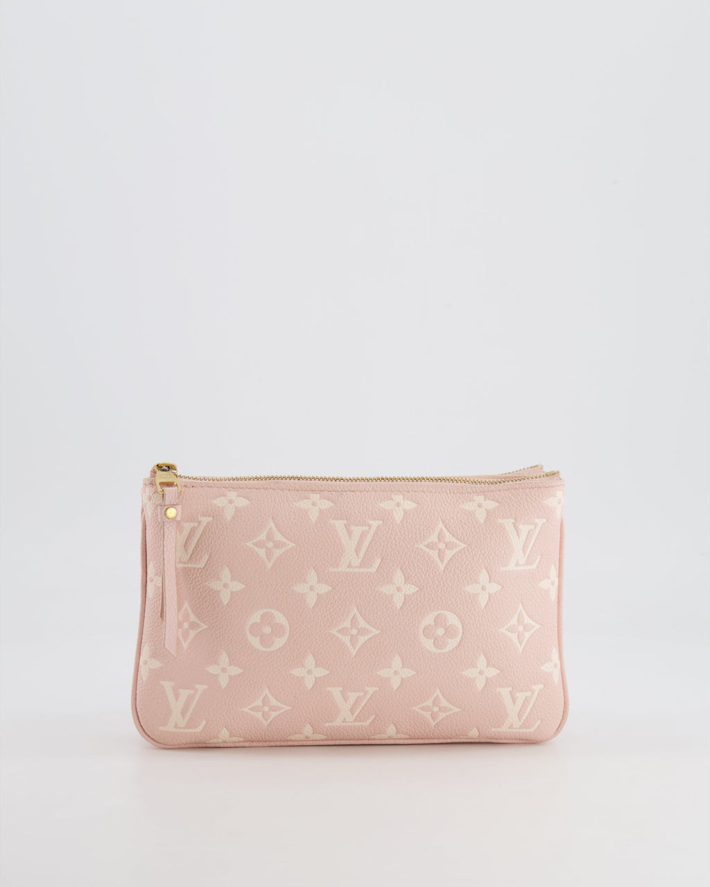 Louis Vuitton Pink and White Empreinte Monogram Double Zip Pochette Bag with Gold Hardware RRP £1,480