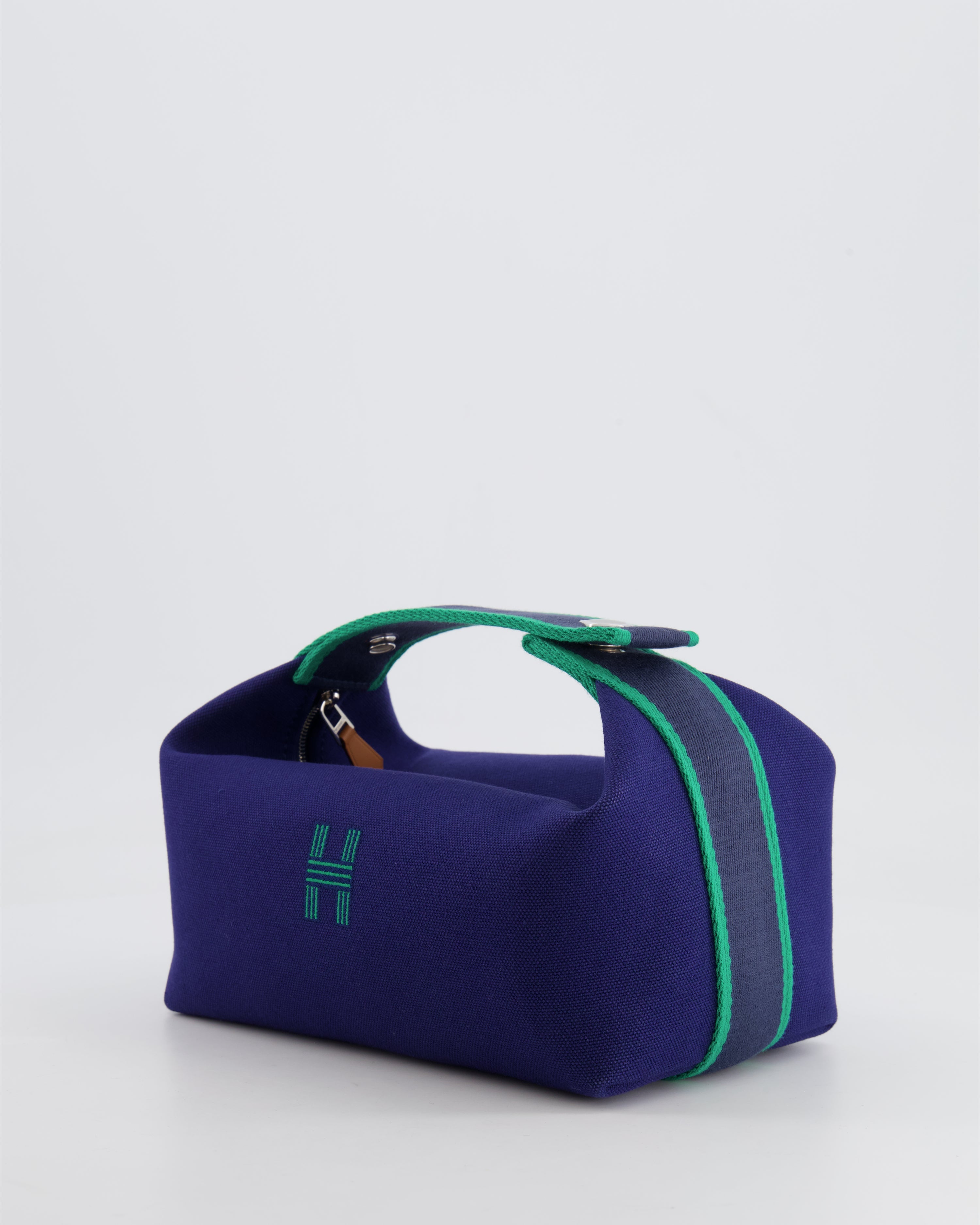Hermès Small Bride-a-Brac Bag in Blue Marine Canvas with Palladium Hardware