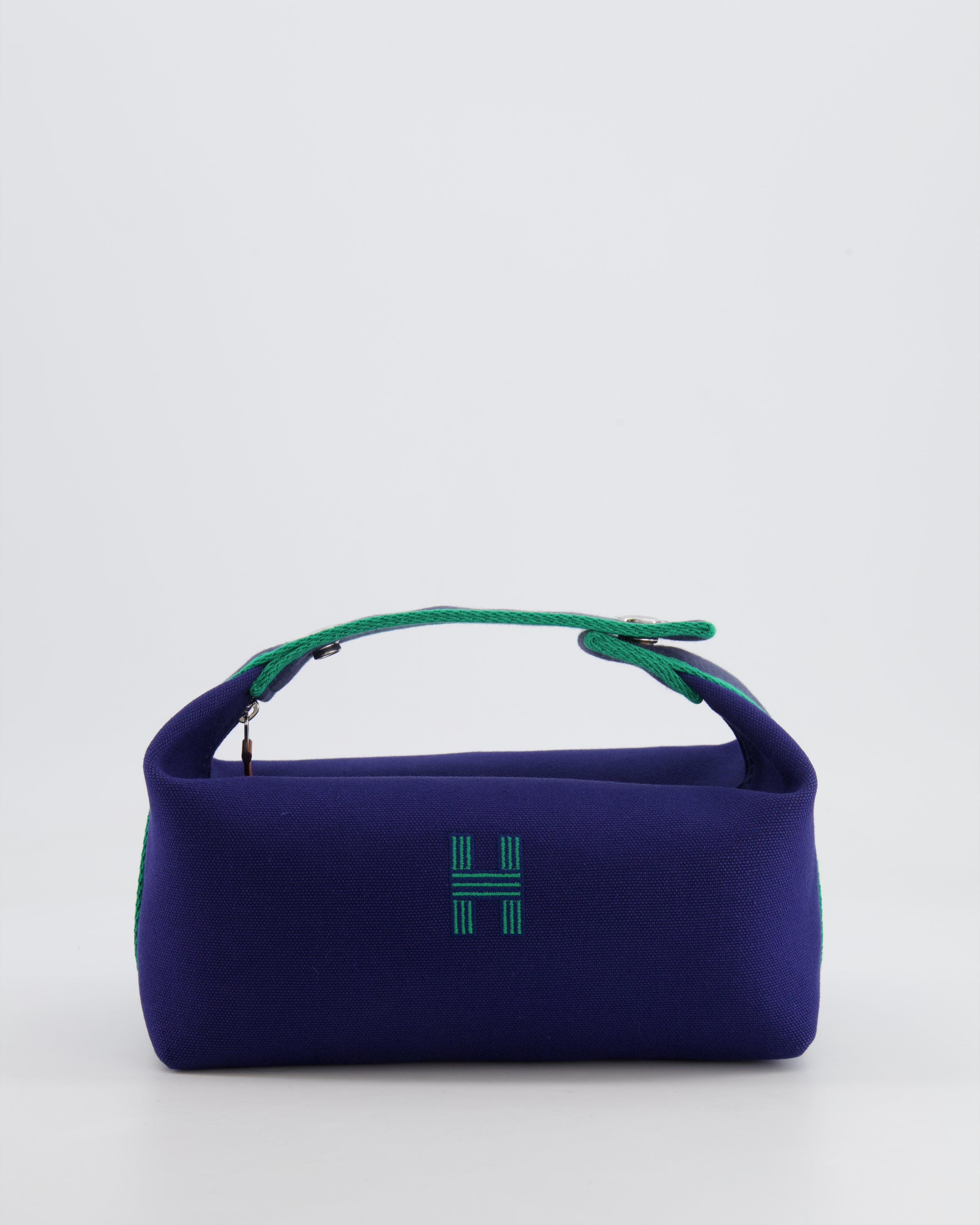 Hermès Small Bride-a-Brac Bag in Blue Marine Canvas with Palladium Hardware