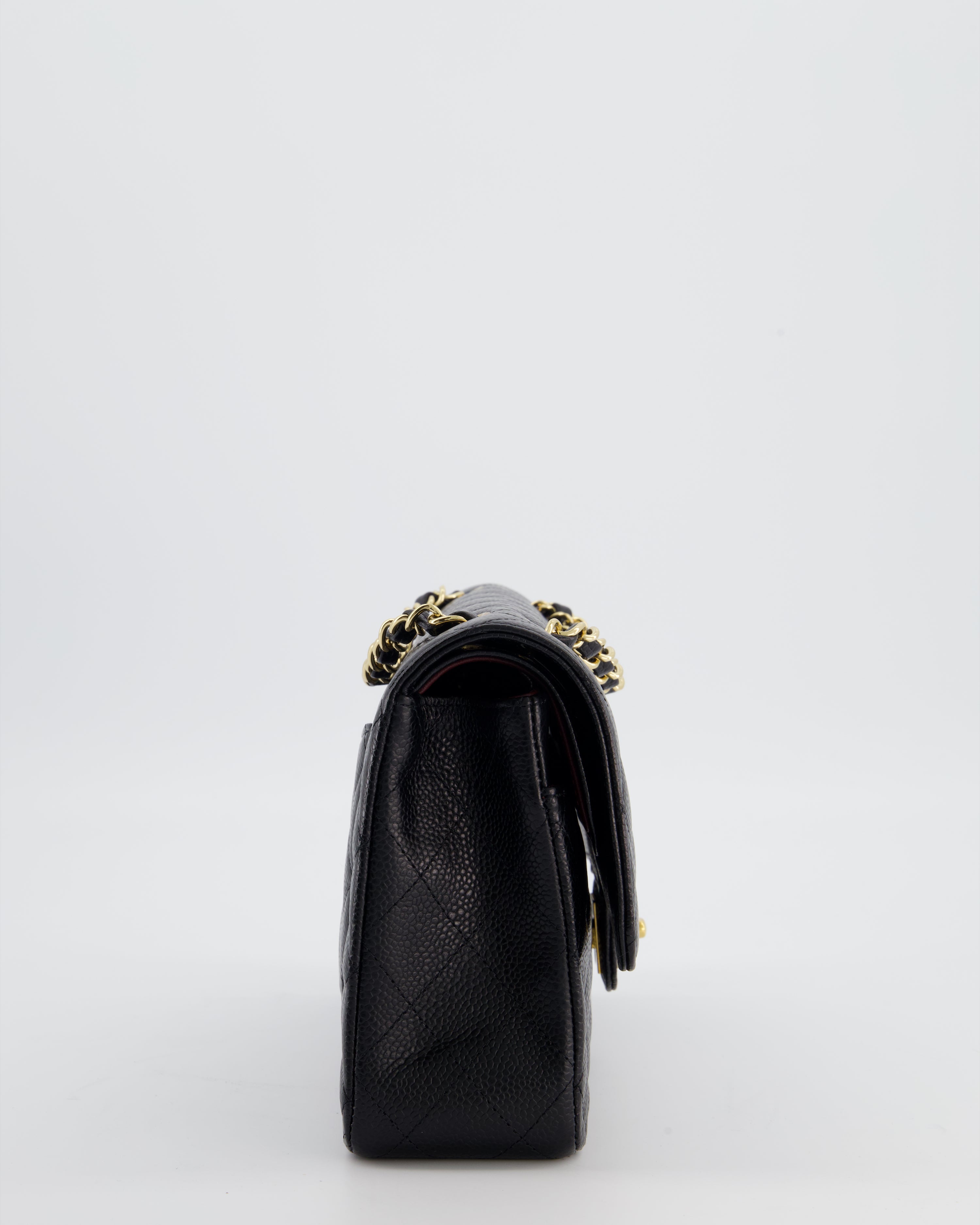 Chanel Black Medium Classic Double Flap Bag in Caviar Leather with Gold Hardware