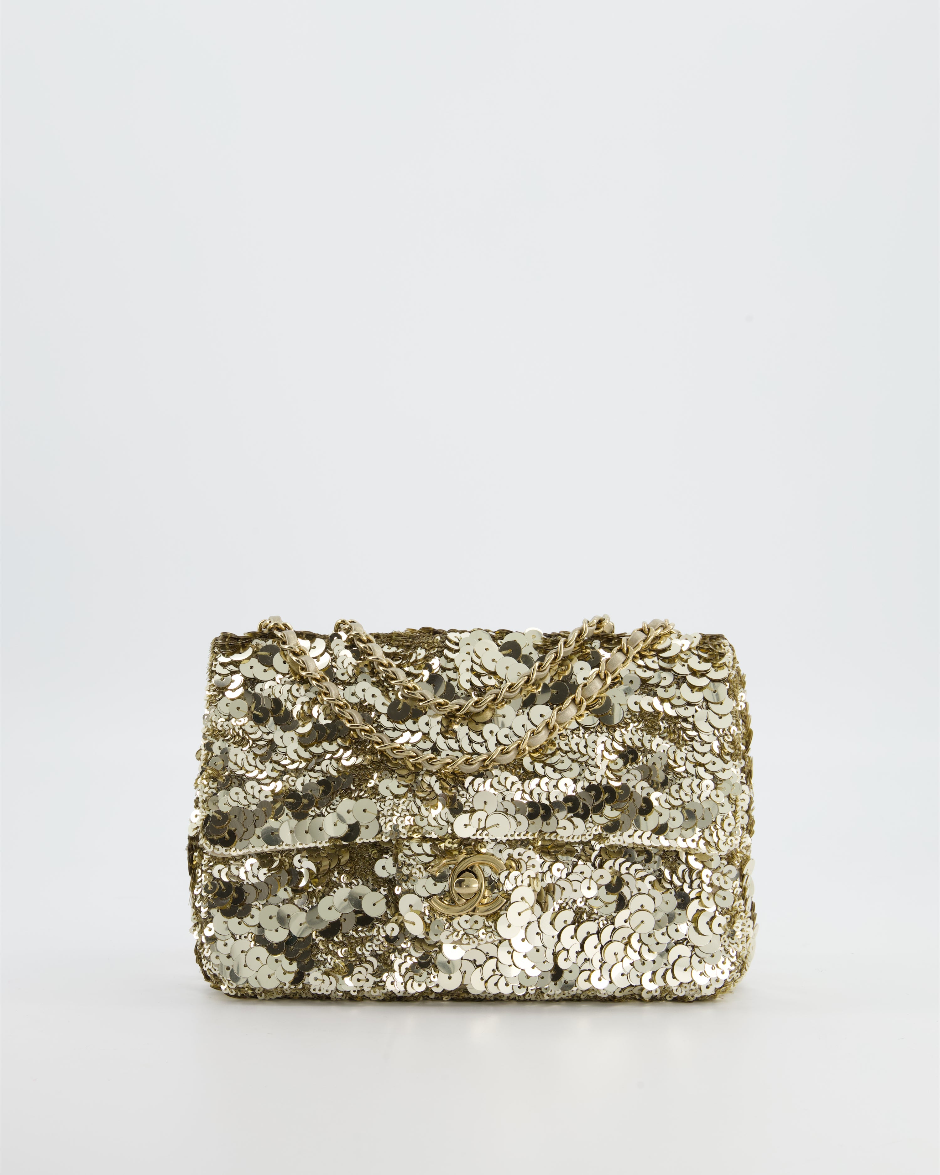 Chanel Classic Single Flap Bag in Gold Sequin with Gold Hardware