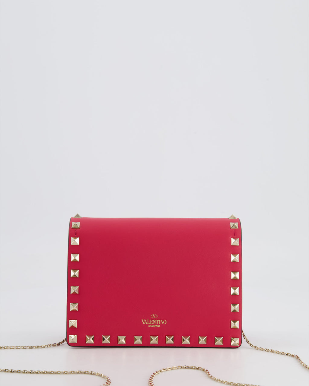Valentino Red Leather Small Rockstud on Chain Bag with Gold Hardware RRP £960