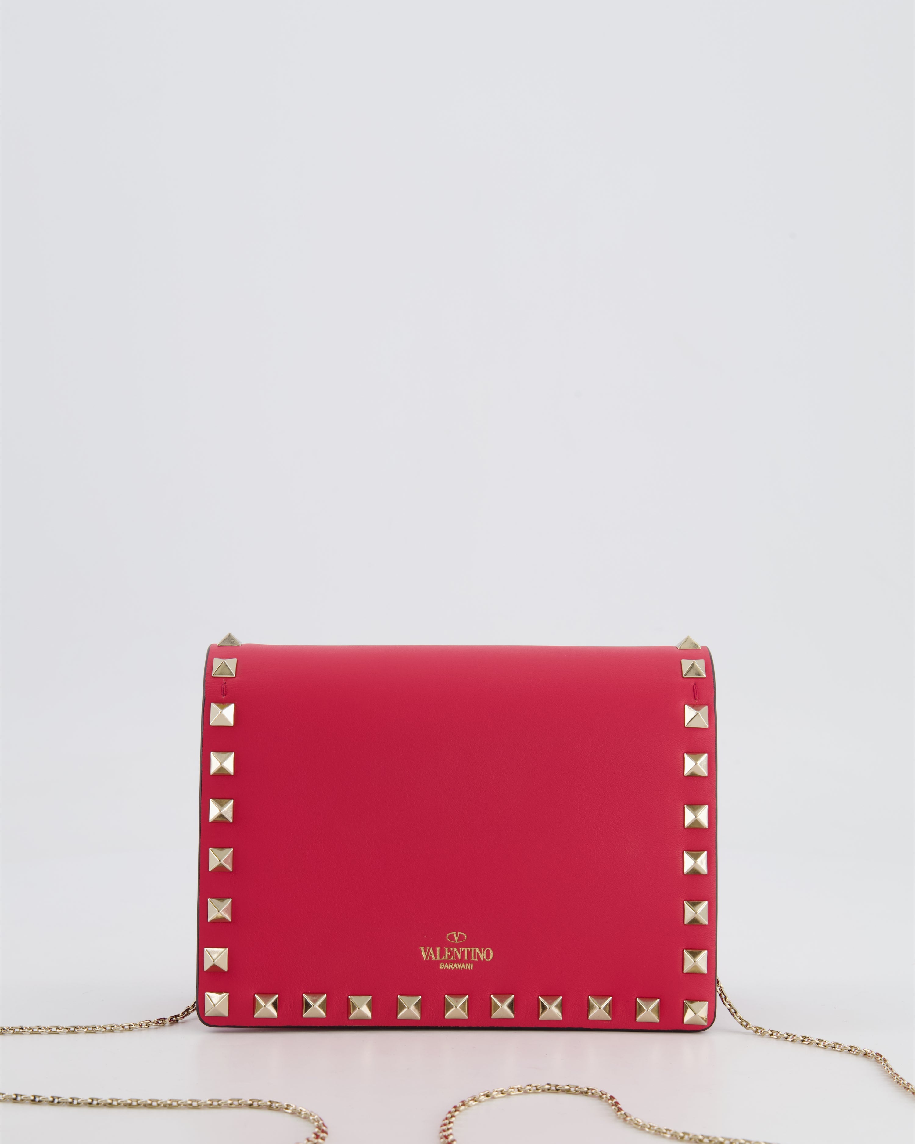 Valentino Red Leather Small Rockstud on Chain Bag with Gold Hardware RRP £960