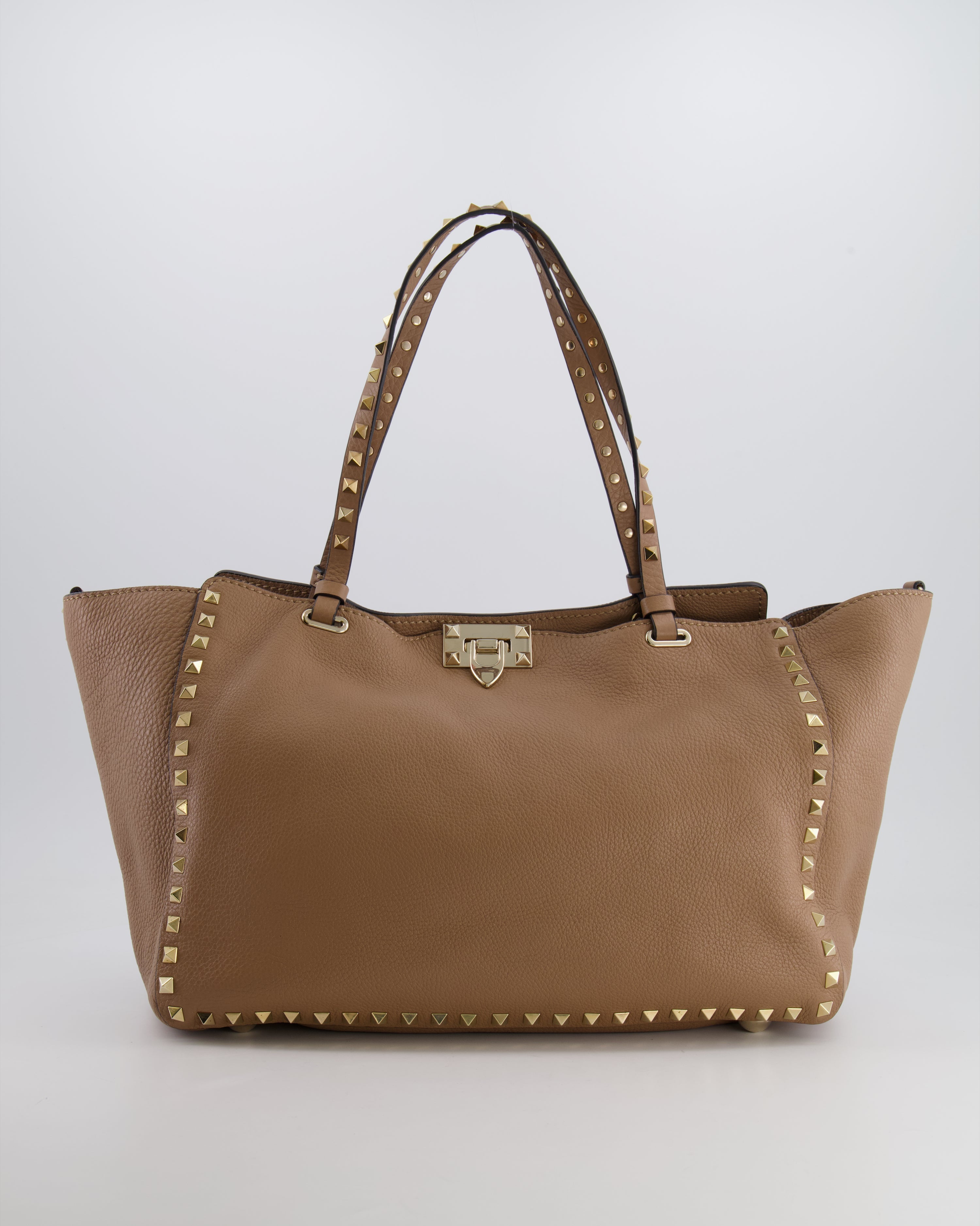 Valentino Beige Leather Rockstud Tote Bag with Gold Studs RRP £1,590